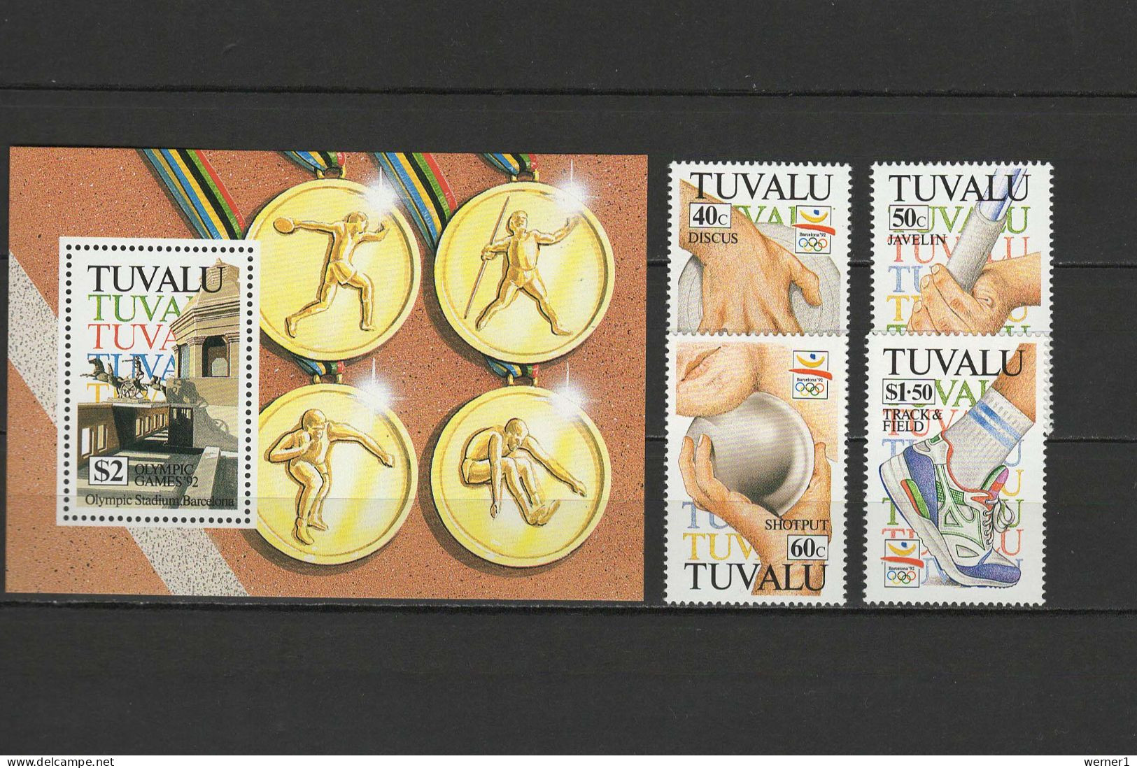 Tuvalu 1992 Olympic Games Barcelona, Set Of 4 + S/s MNH - Sommer 1992: Barcelone