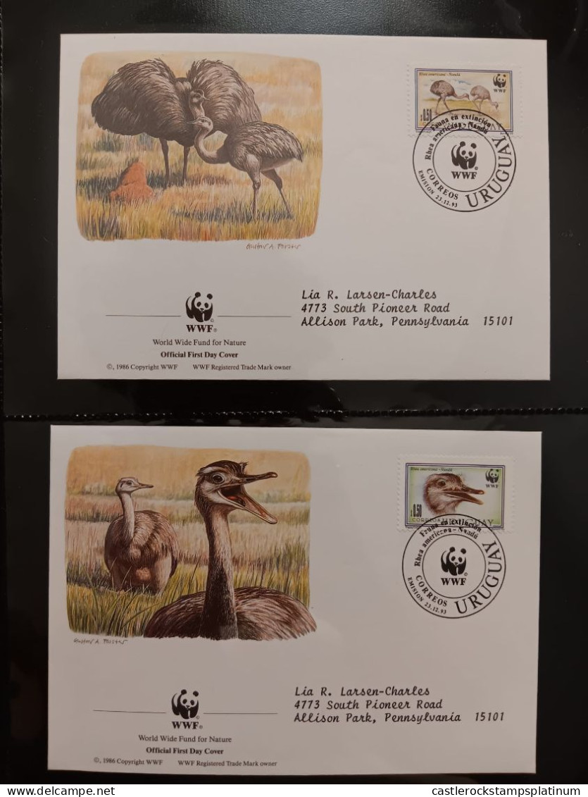 O) 1993 URUGUAY, WWF - WORLD WILDLIFE FUND,  OSTRICH, TWO WALKING,  HEAD,  FDC XF - Uruguay