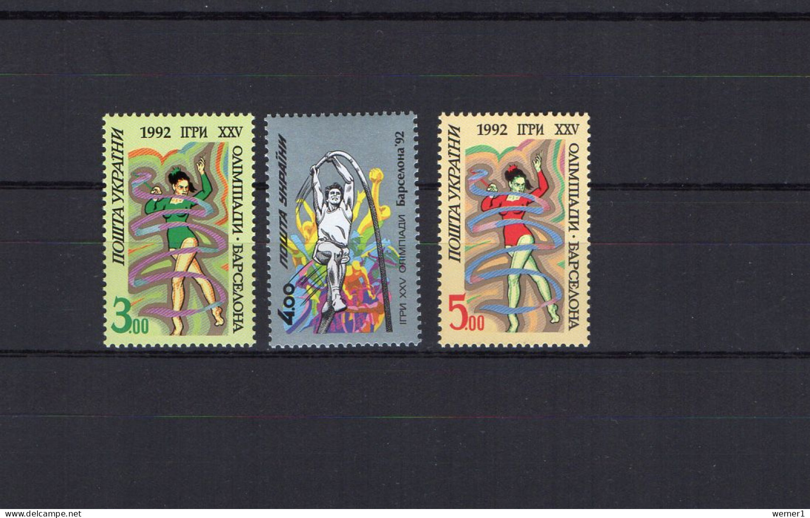 Ukraine 1992 Olympic Games Barcelona, Gymnastics, Athletics Set Of 3 MNH - Zomer 1992: Barcelona