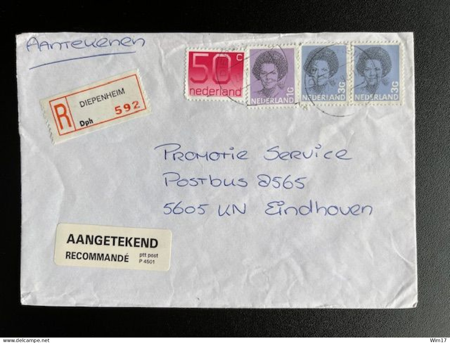 NETHERLANDS 1992 REGISTERED LETTER DIEPENHEIM TO EINDHOVEN 22-09-1992 NEDERLAND - Lettres & Documents