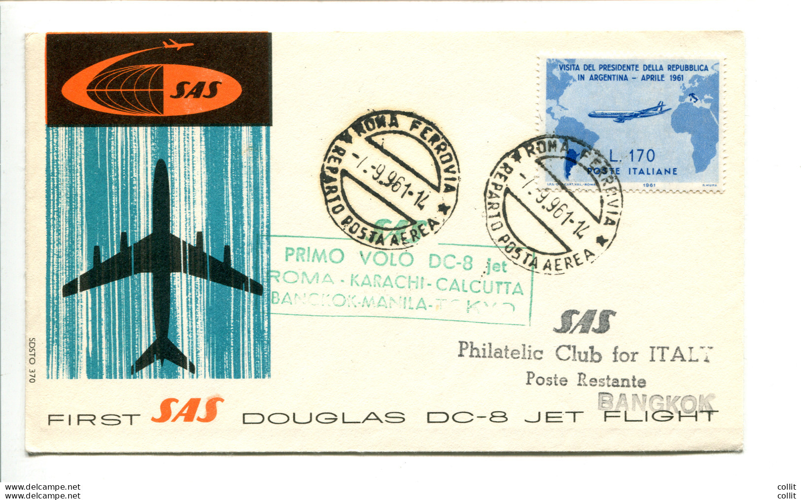 SAS Voli Per Estremo Oriente Del 7.9.61 - Lotto Di Nove Aerogrammi - Airmail