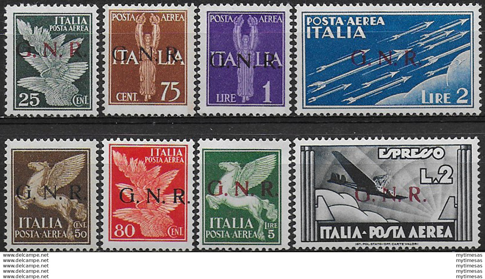 1943 Repubblica Sociale Aerea G.N.R. Brescia I MNH Sassone N. 117I/25I - Autres & Non Classés