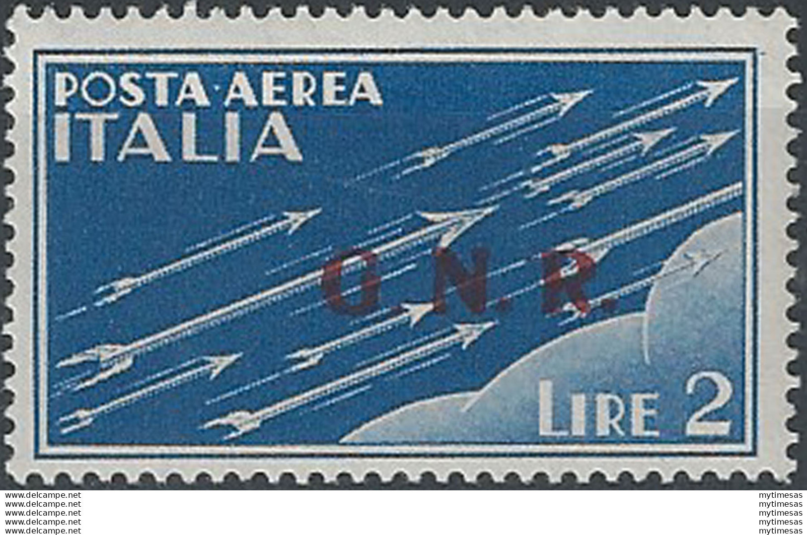 1943 Repubblica Sociale Aerea Lire 2 G.N.R. Brescia II MNH Sassone N. 122II - Altri & Non Classificati