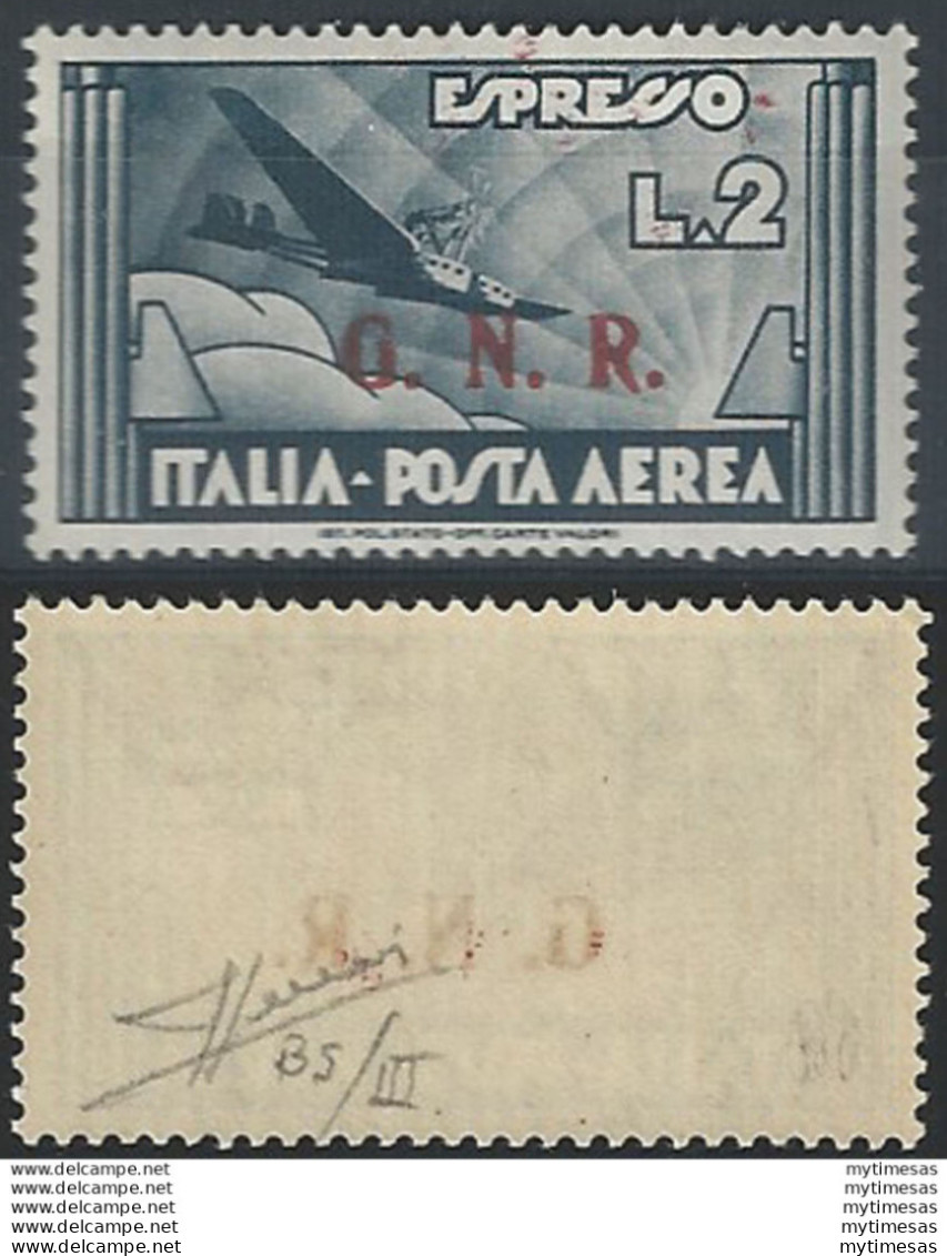 1943 Repubblica Sociale Aerea Lire 2 G.N.R. Brescia III MNH Sassone N. 125III - Other & Unclassified