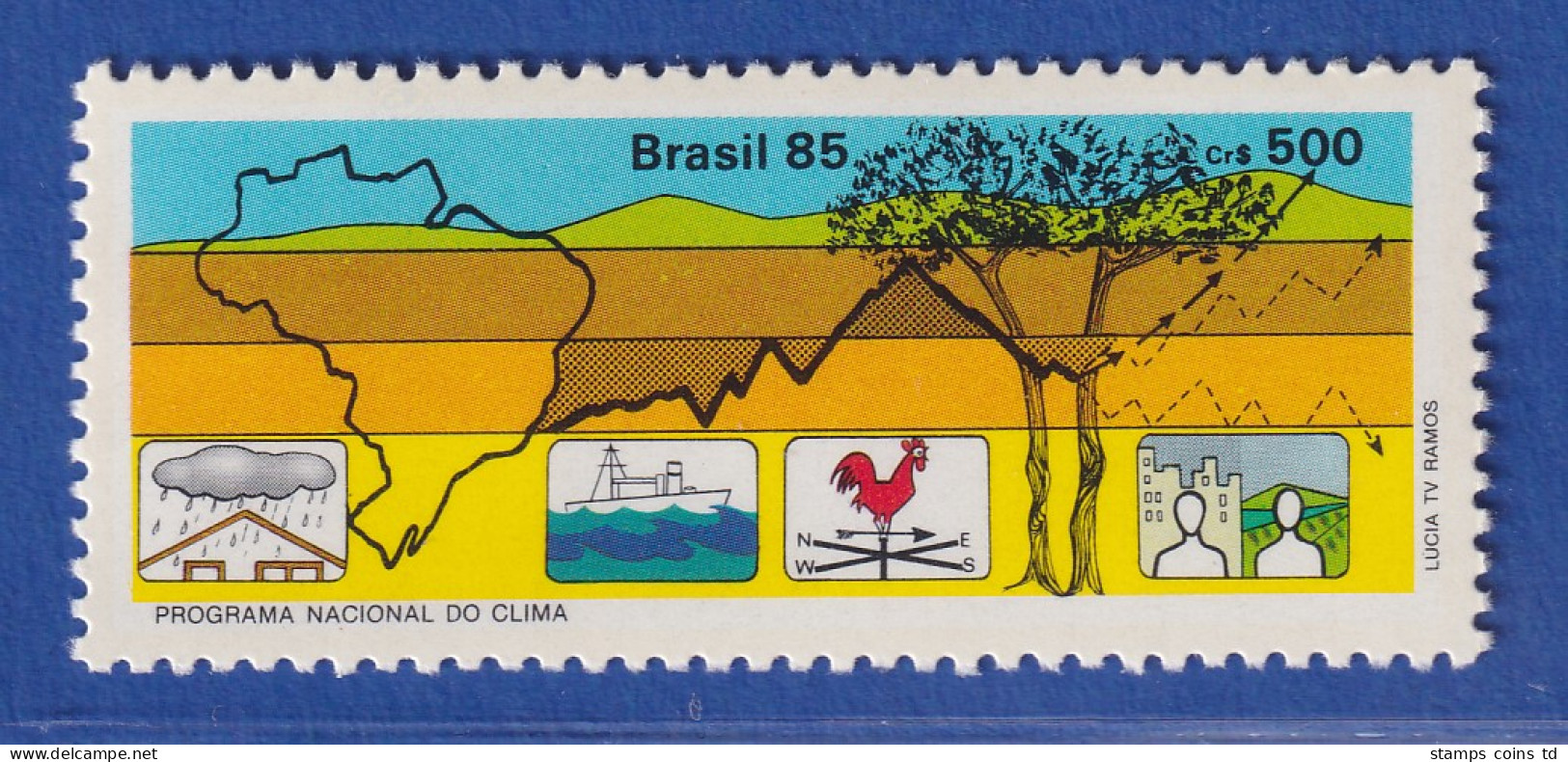 Brasilien 1985 Nationales Klimaprogramm Karte Baum Symbole Mi.-Nr. 2096 ** - Sonstige & Ohne Zuordnung