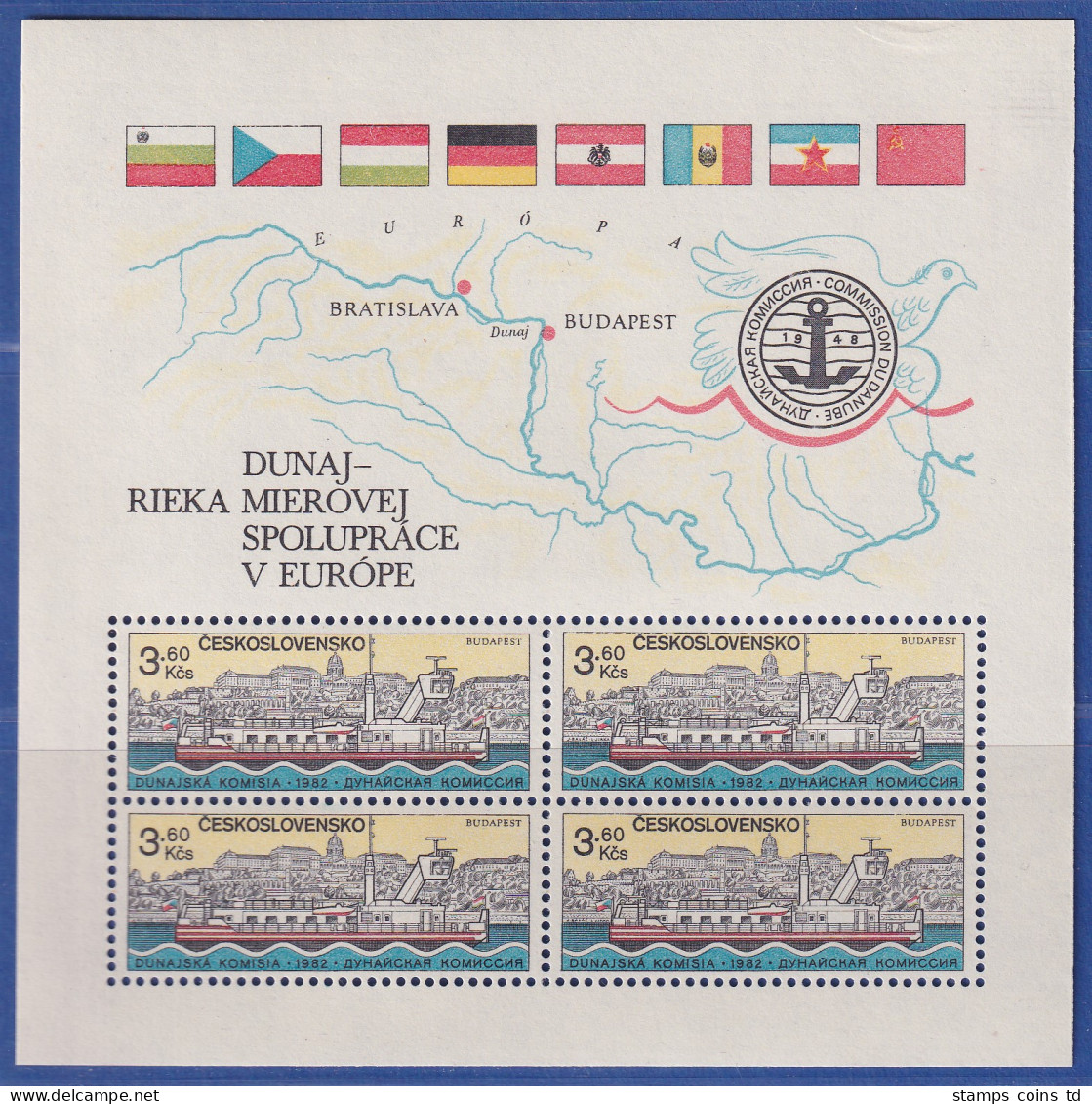 Tschechoslowakei 1982 Europäische Donau-Kommission Mi.-Nr. Block 52 ** - Autres & Non Classés