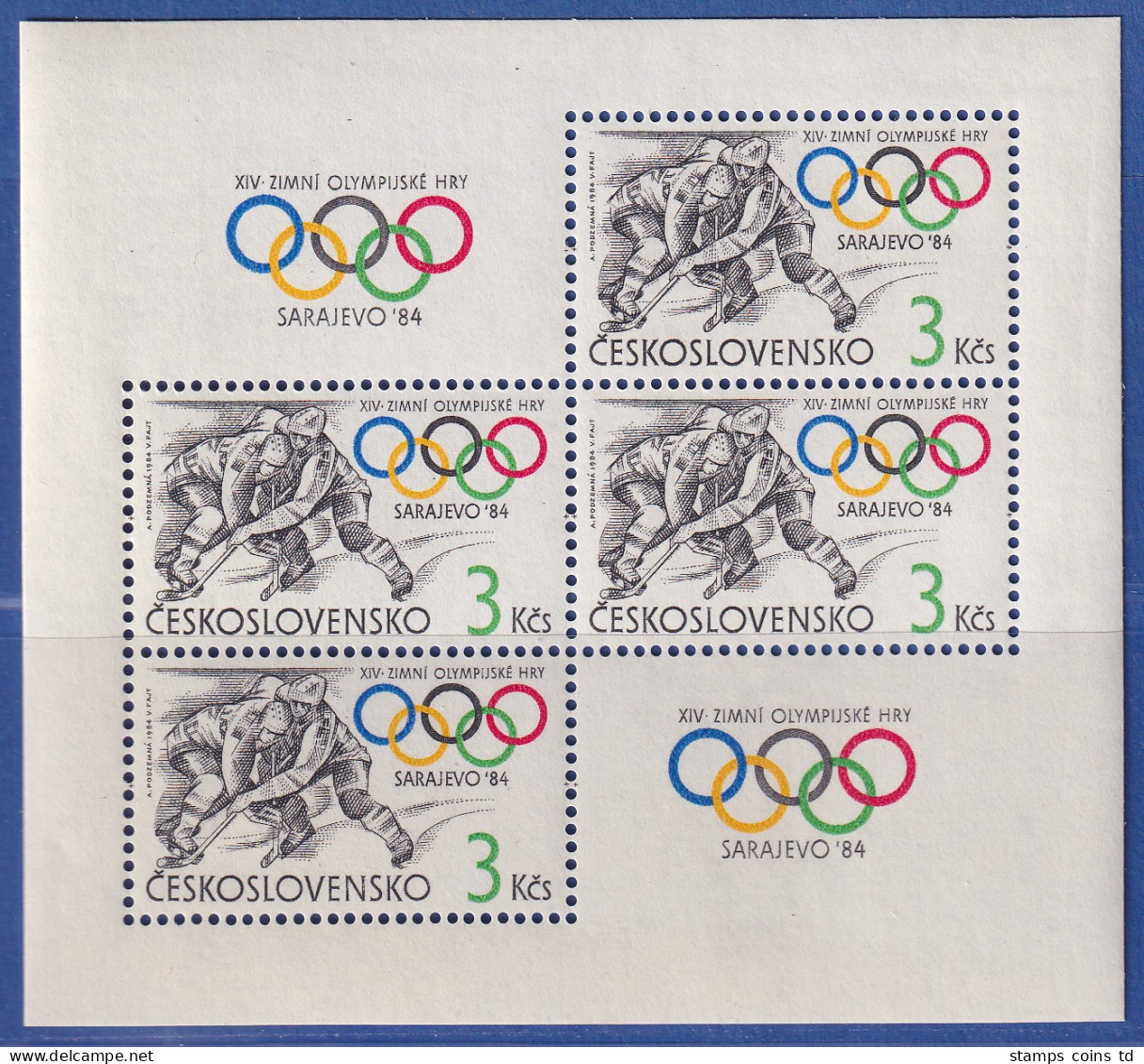 Tschechoslowakei 1984 Winterolympiade In Sarajevo Mi.-Nr. Block 57 Postfrisch ** - Sonstige & Ohne Zuordnung