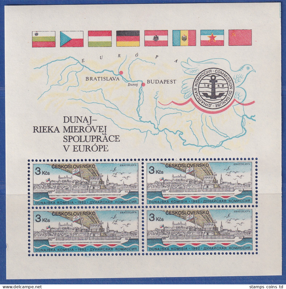 Tschechoslowakei 1982 Europäische Donau-Kommission Mi.-Nr. Block 51 ** - Altri & Non Classificati
