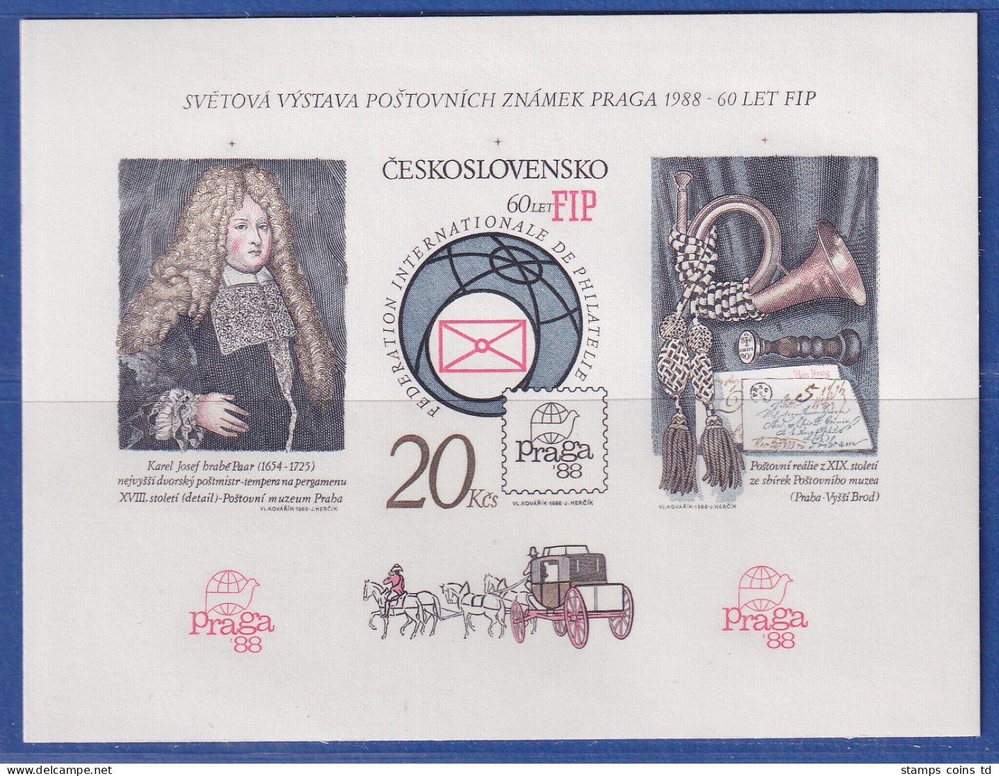 Tschechoslowakei 1986 Briefmarkenausstellung Prag Mi.-Nr. Block 67 B ** - Altri & Non Classificati