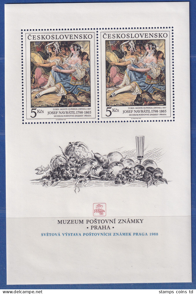 Tschechoslowakei 1988 Briefmarkenausstellung Prag Postmuseum Mi.-Nr. Block 88 ** - Otros & Sin Clasificación