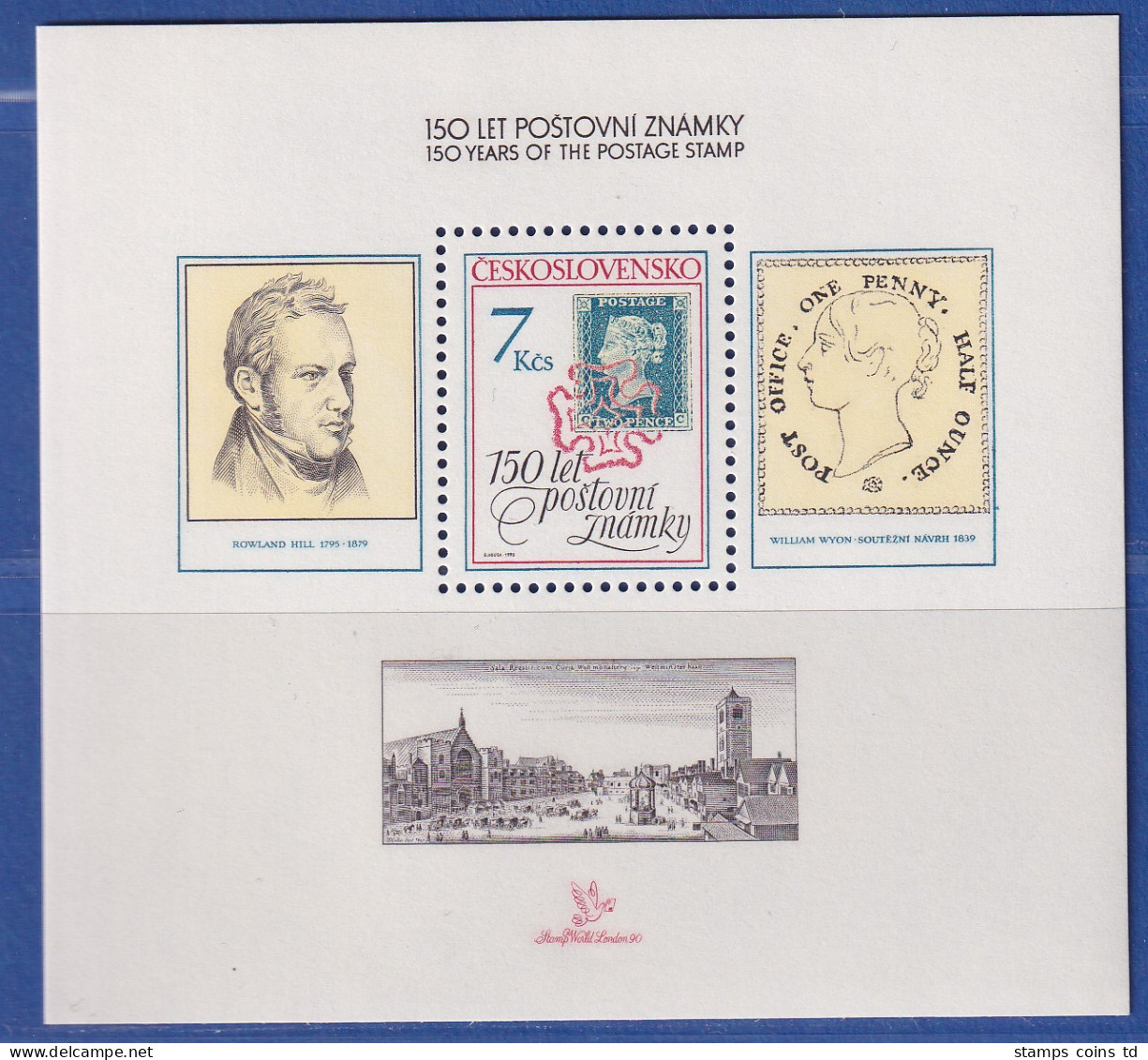 Tschechoslowakei 1990 - 150 Jahre Briefmarken Mi.-Nr. Block 95 Postfrisch ** - Otros & Sin Clasificación