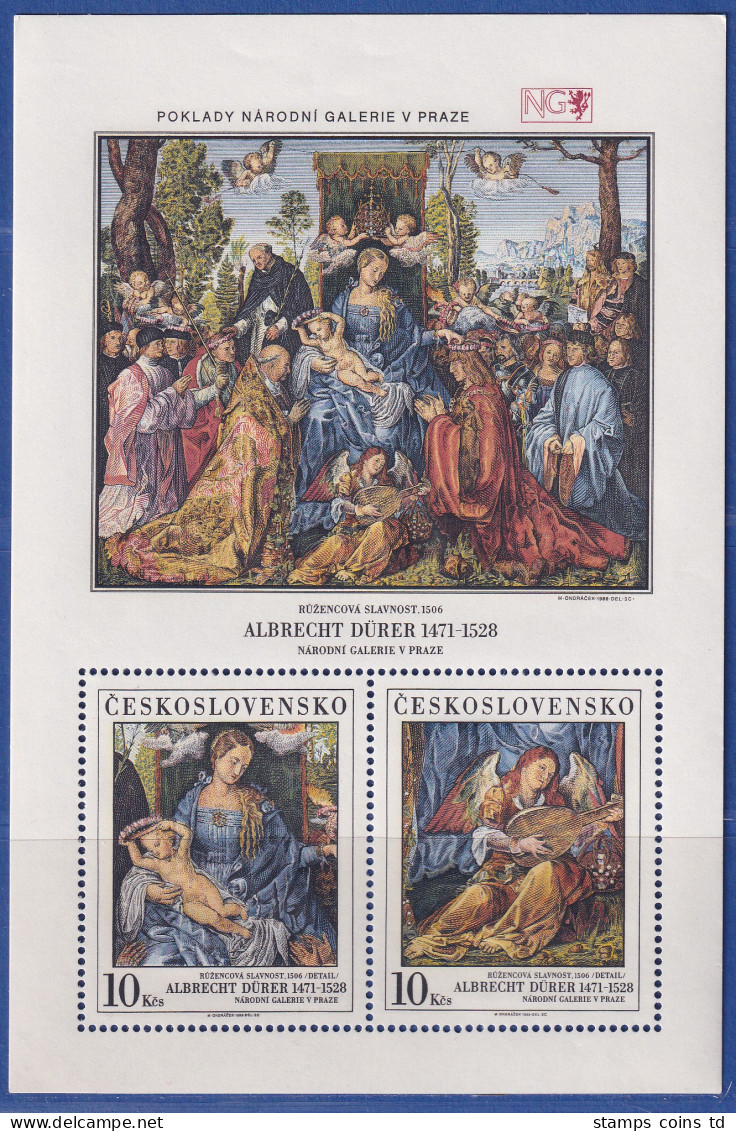 Tschechoslowakei 1989 Gemälde Von Albrecht Dürer  Mi.-Nr. Block 92 ** - Otros & Sin Clasificación