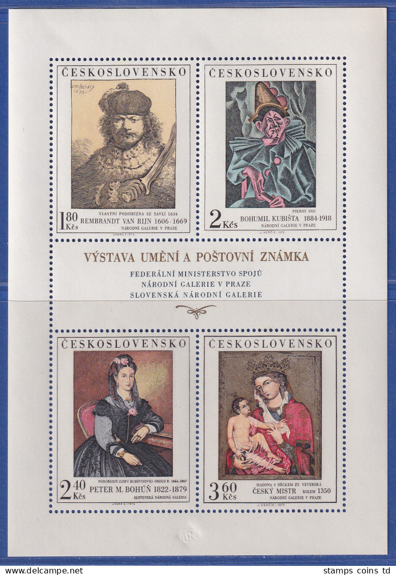 Tschechoslowakei 1973 Kunstwerke Mi.-Nr. 2174-2177 KLEINBOGEN ** - Sonstige & Ohne Zuordnung