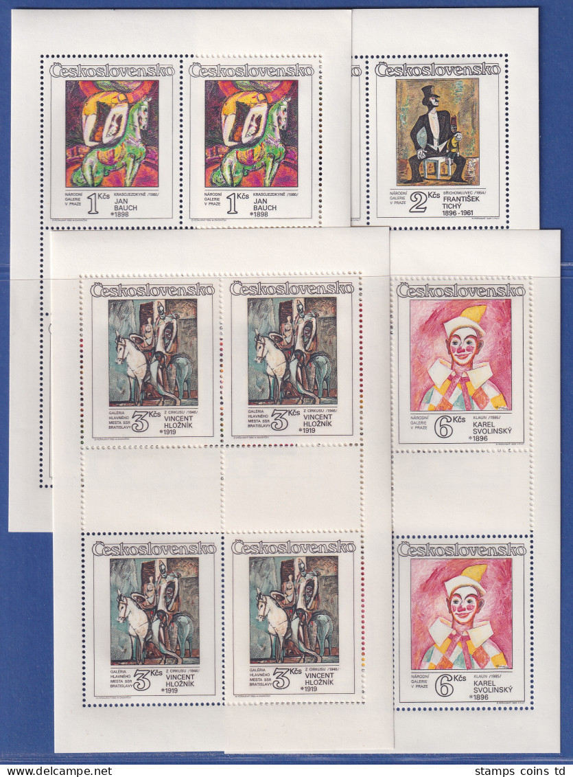 Tschechoslowakei 1986 Kunstwerke Zirkus Mi.-Nr. 2885-2888 KLEINBOGENSATZ ** - Andere & Zonder Classificatie