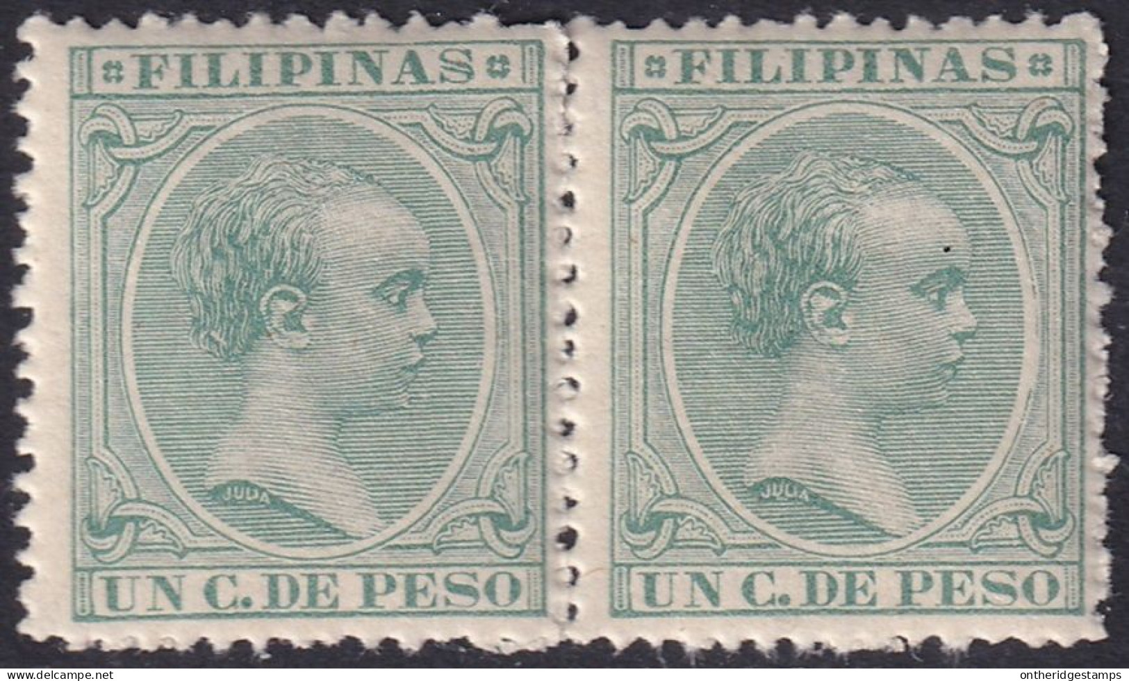 Philippines 1896 Sc 142 Filipinas Ed 121 Pair MNH** Some Streaky Gum - Philippinen