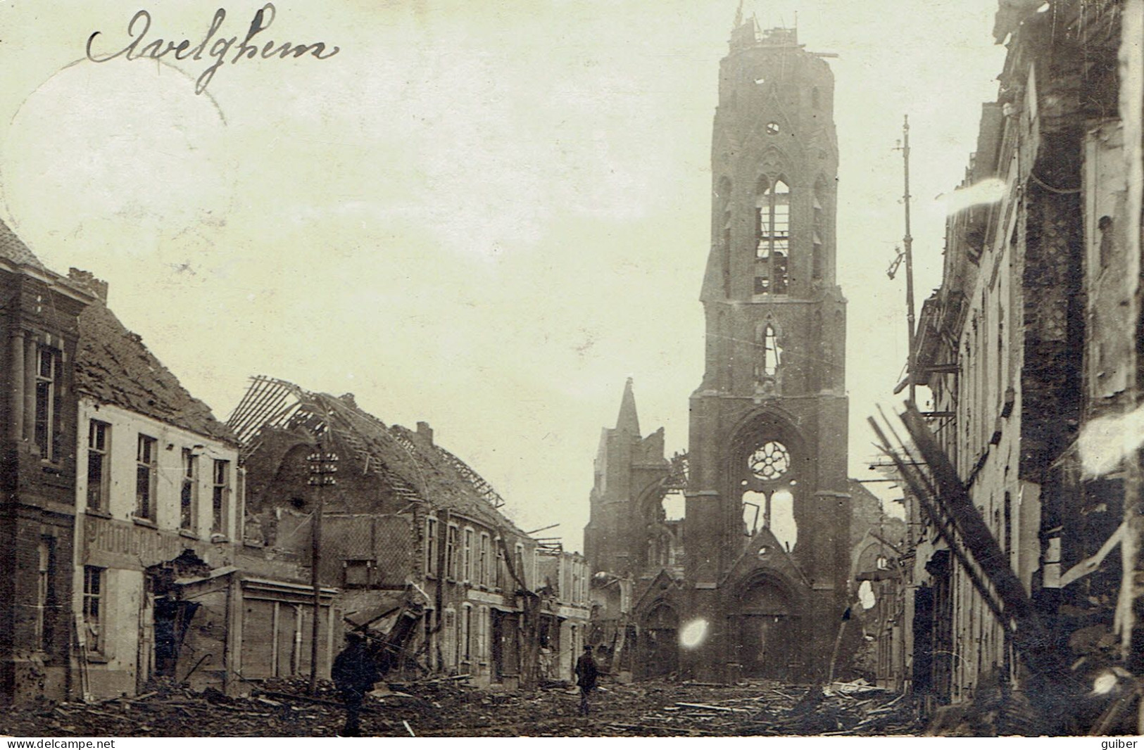 Avelghem Ruines De L'eglise 1914/18  Carte Photo  - Avelgem