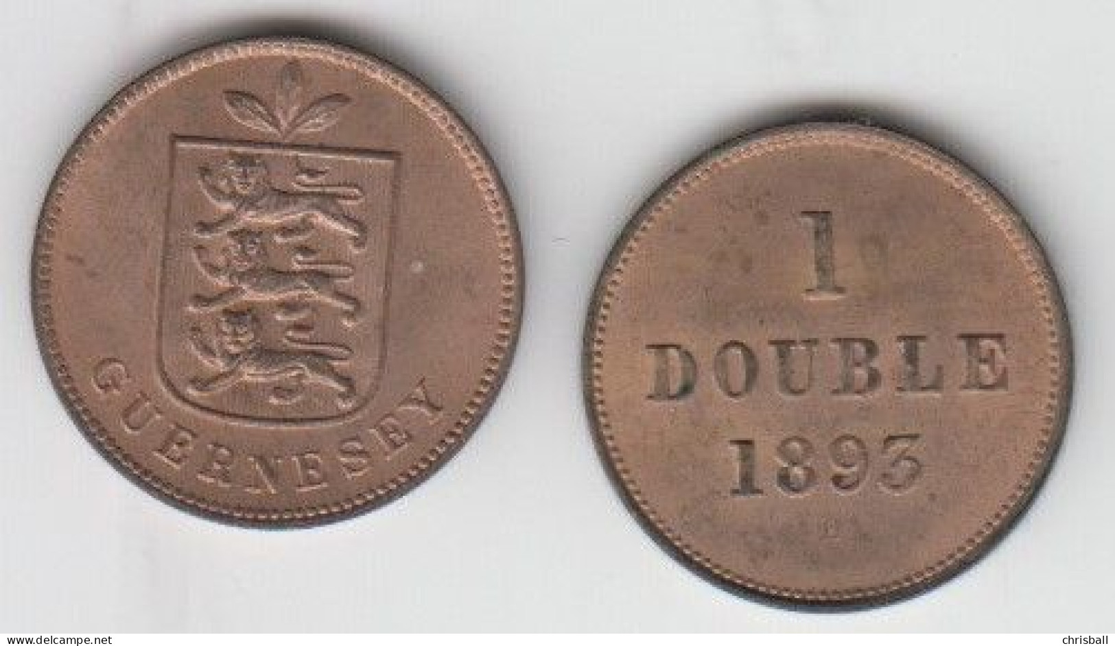 Guernsey Coin 1 Double 1893 Condition Aunc - Guernesey