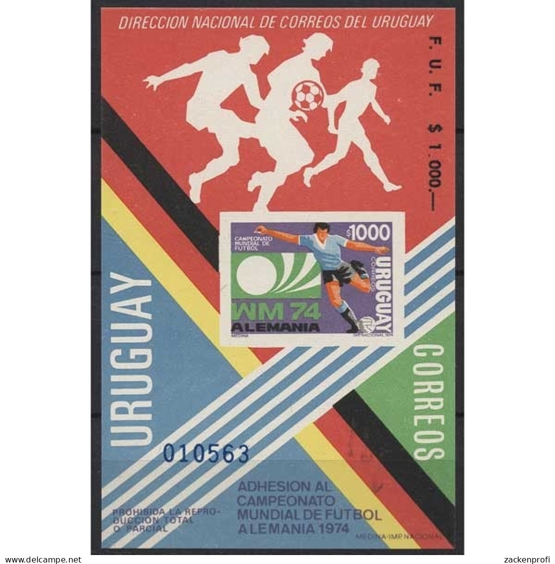 Uruguay 1974 Fußball-WM Deutschland 1304 Postfrisch Sonderblock (C22551) - Uruguay