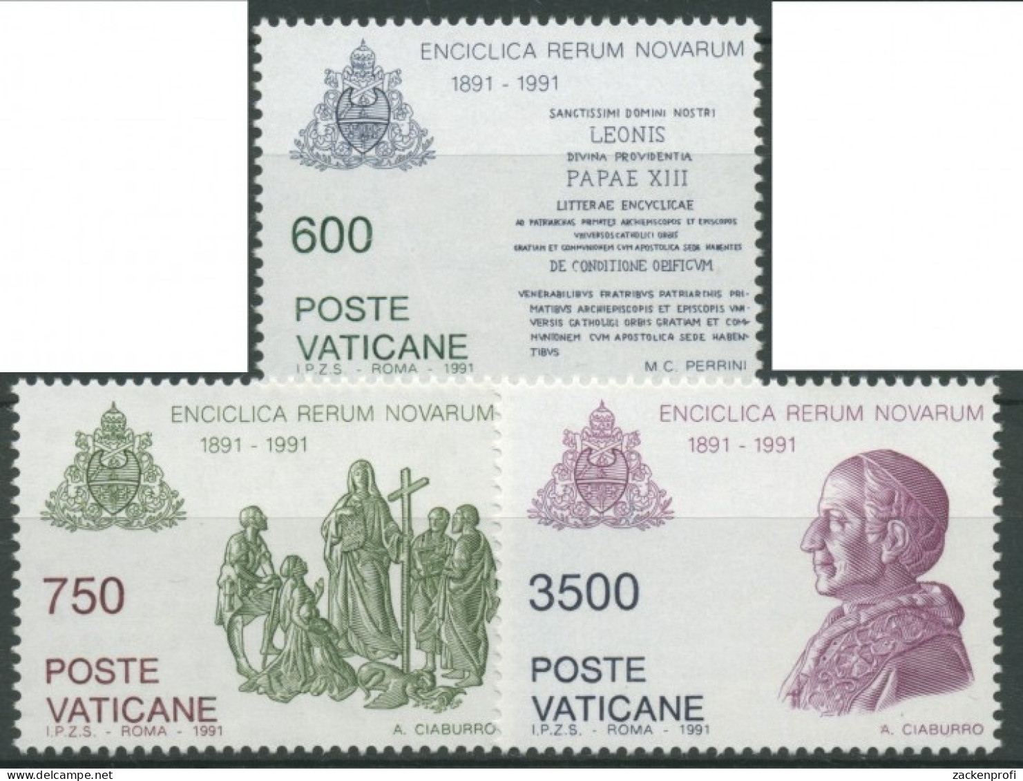 Vatikan 1991 100 Jahre Enzyklika Rerum Novarum 1035/37 Postfrisch - Unused Stamps