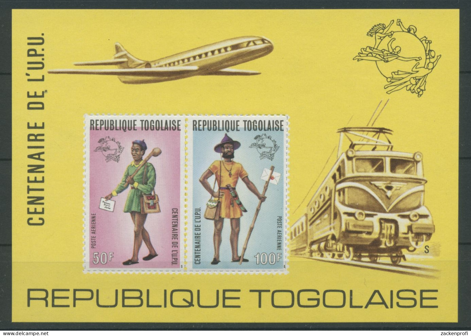 Togo 1974 100 Jahre Weltpostverein UPU Block 84 C Postfrisch (C22252) - Togo (1960-...)