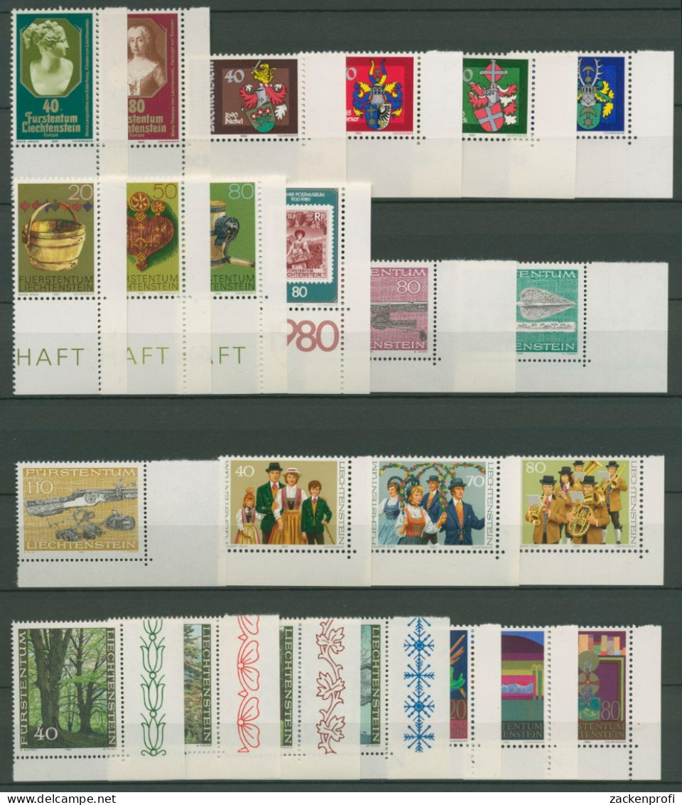 Liechtenstein 1980 Jahrgang Ecke Unten Rechts Komplett Postfrisch (SG14571) - Unused Stamps