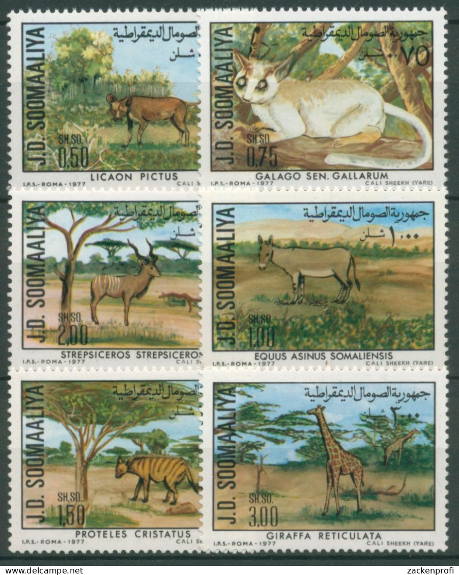 Somalia 1977 Naturschutz Giraffe Kudu Wildesel Erdwolf 251/56 Postfrisch - Somalia (1960-...)