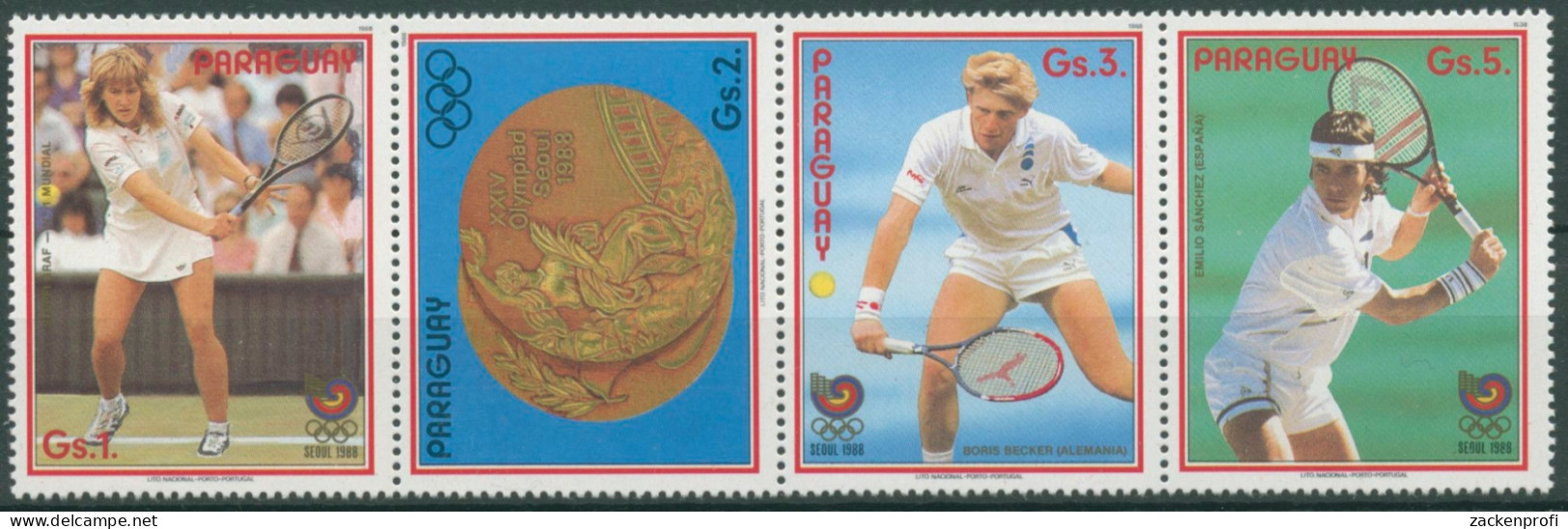 Paraguay 1988 Olymp. Spiele Seoul Tennis Becker 4257/60 ZD Postfrisch (C27932) - Paraguay