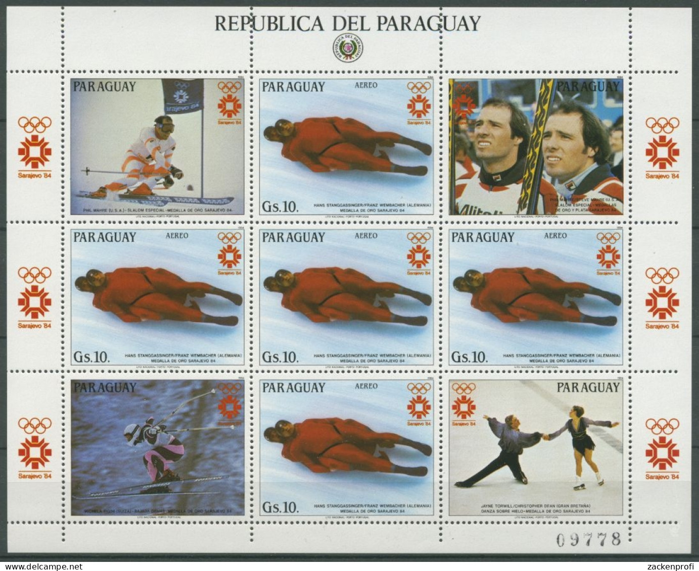Paraguay 1984 Olympische Spiele Sarajevo Rodeln 3819 K Postfrisch (C27954) - Paraguay