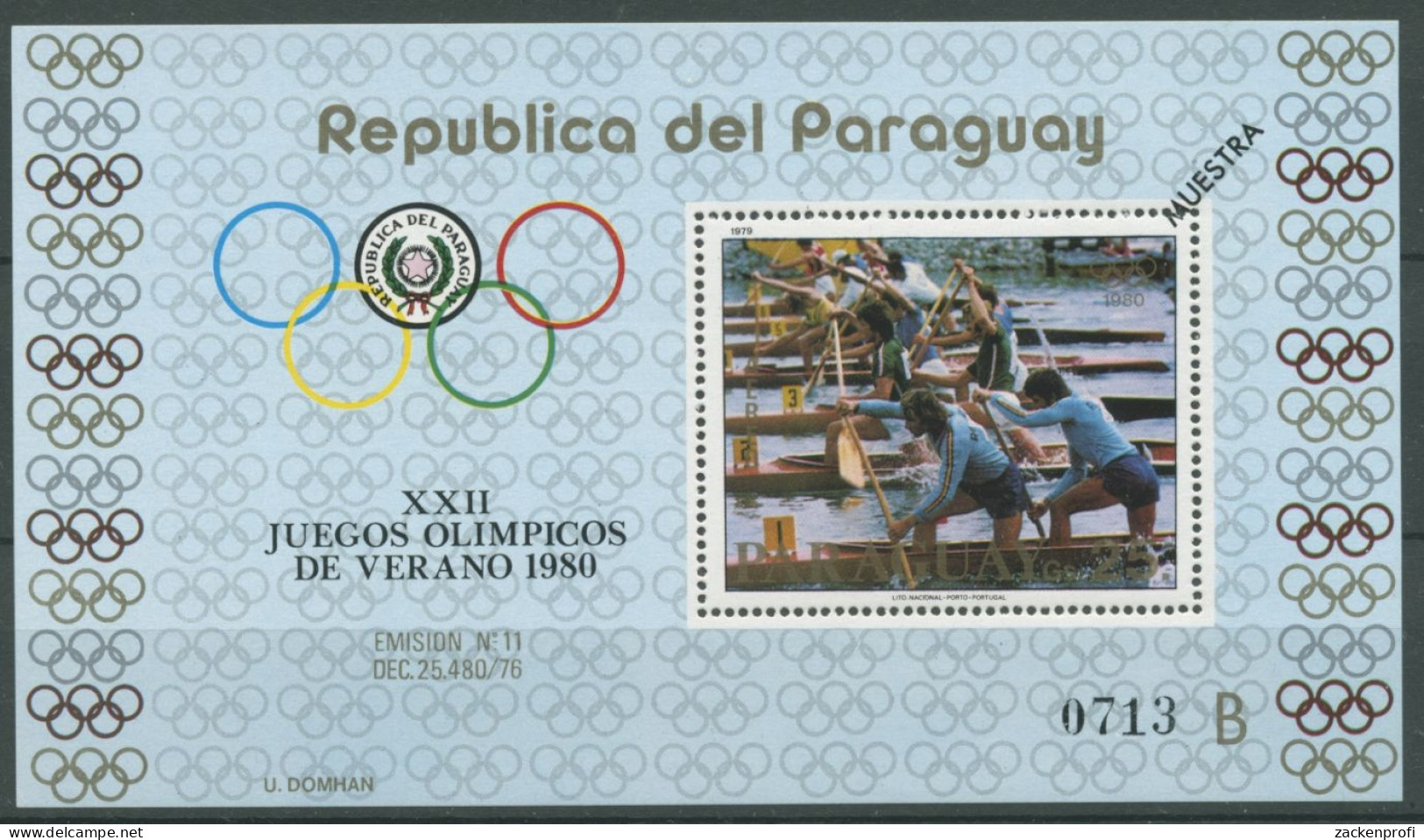Paraguay 1979 Olympiade Moskau Block 346 Muestra Postfrisch (C27942) - Paraguay