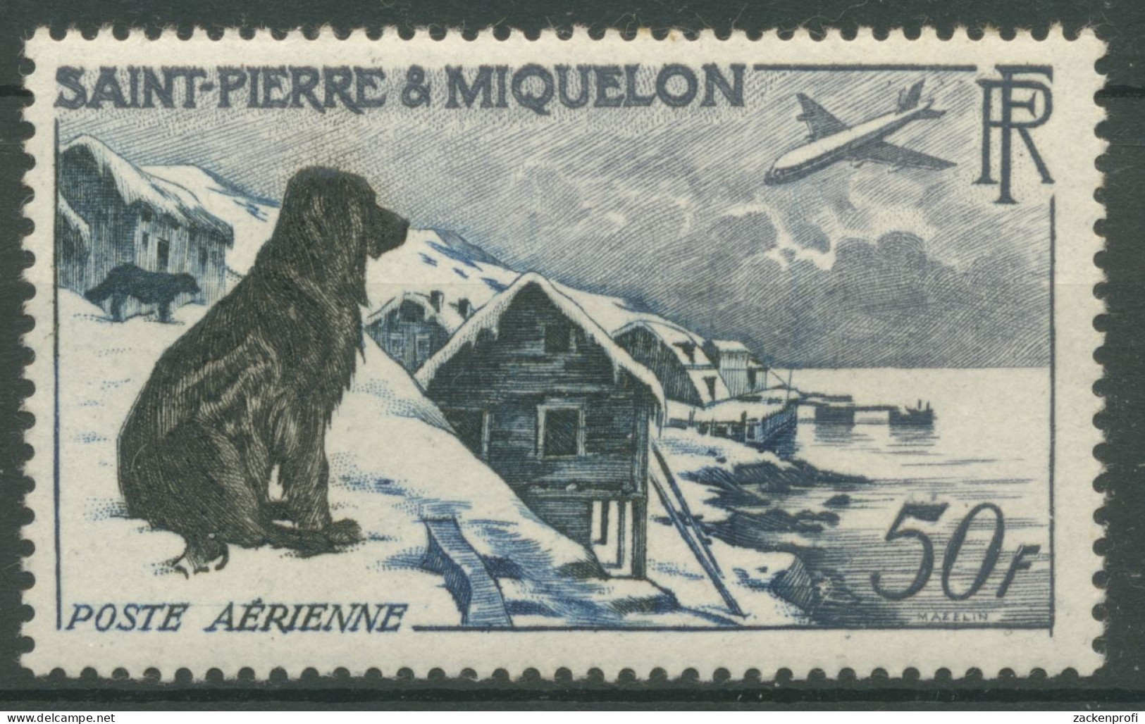 Saint-Pierre Et Miquelon 1957 Dorf Am Seeufer Hunde 386 Postfrisch - Neufs