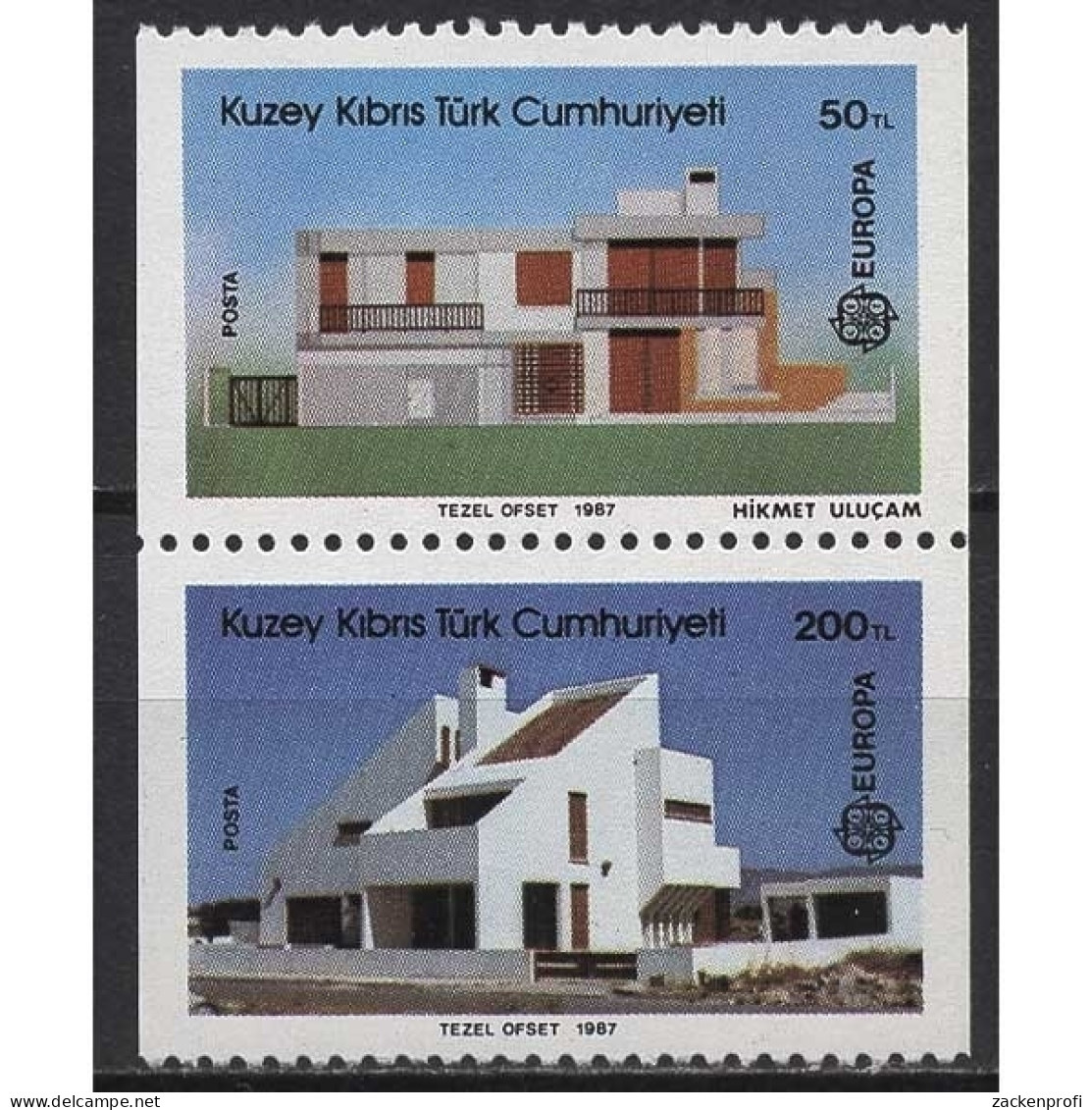 Türkisch-Zypern 1987 Europa CEPT Moderne Architektur 205/06 C ZD Postfrisch - Unused Stamps