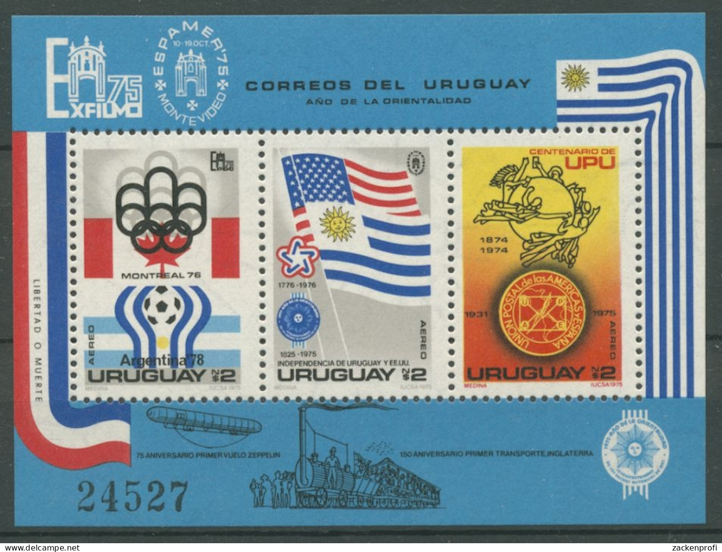 Uruguay 1975 EXFILMO ESPAMER Olympia Fußball-WM Block 28 Postfrisch (C27866) - Uruguay