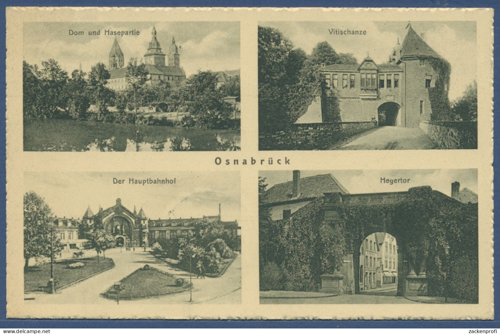 Osnabrück Bahnhof Hegertor Vitischanze Dom, Gelaufen 1930 (AK1959) - Osnabrück