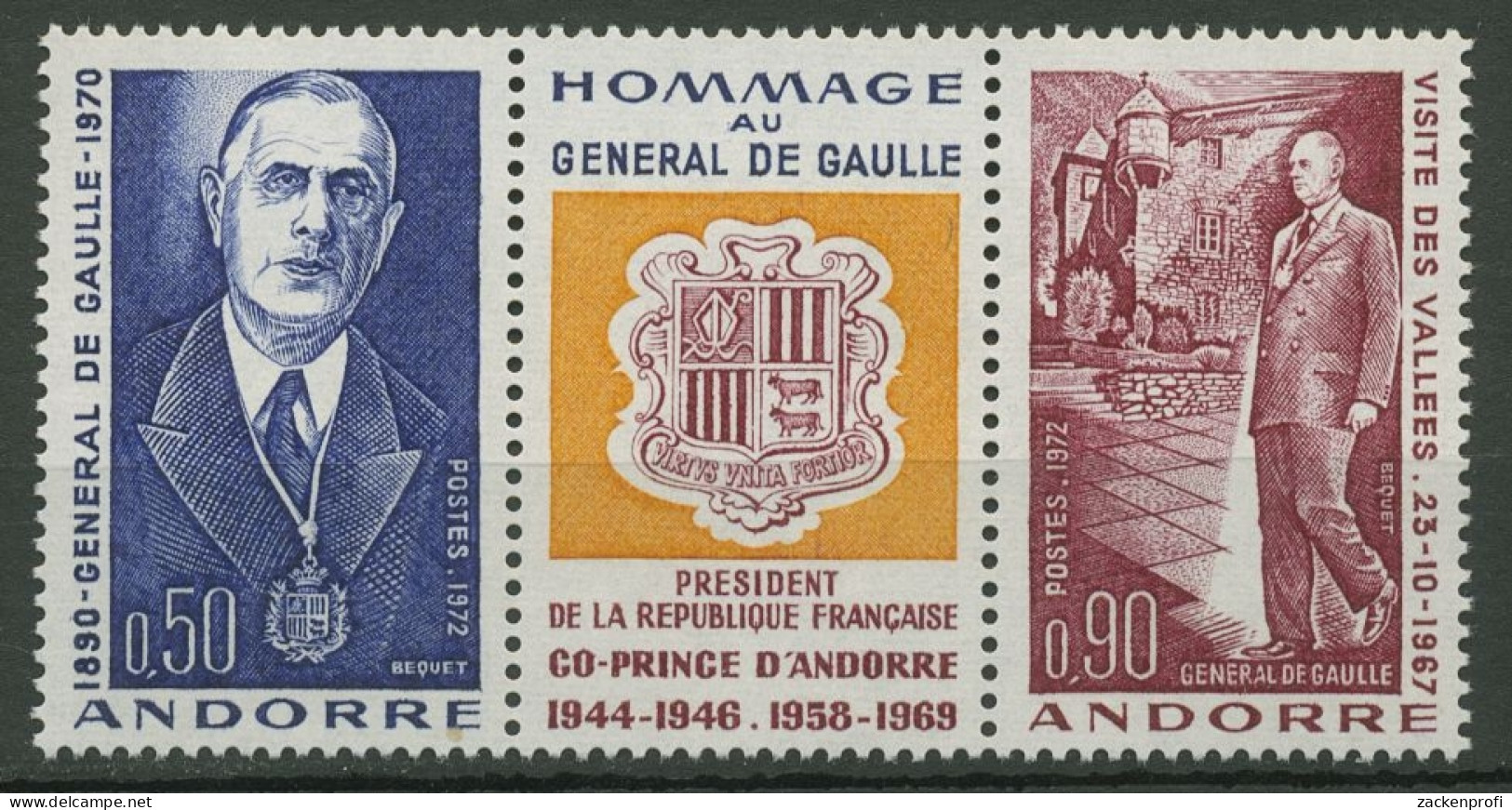 Andorra (frz.) 1972 Charles De Gaulle 245/46 Zusammendruck Postfrisch - Nuevos