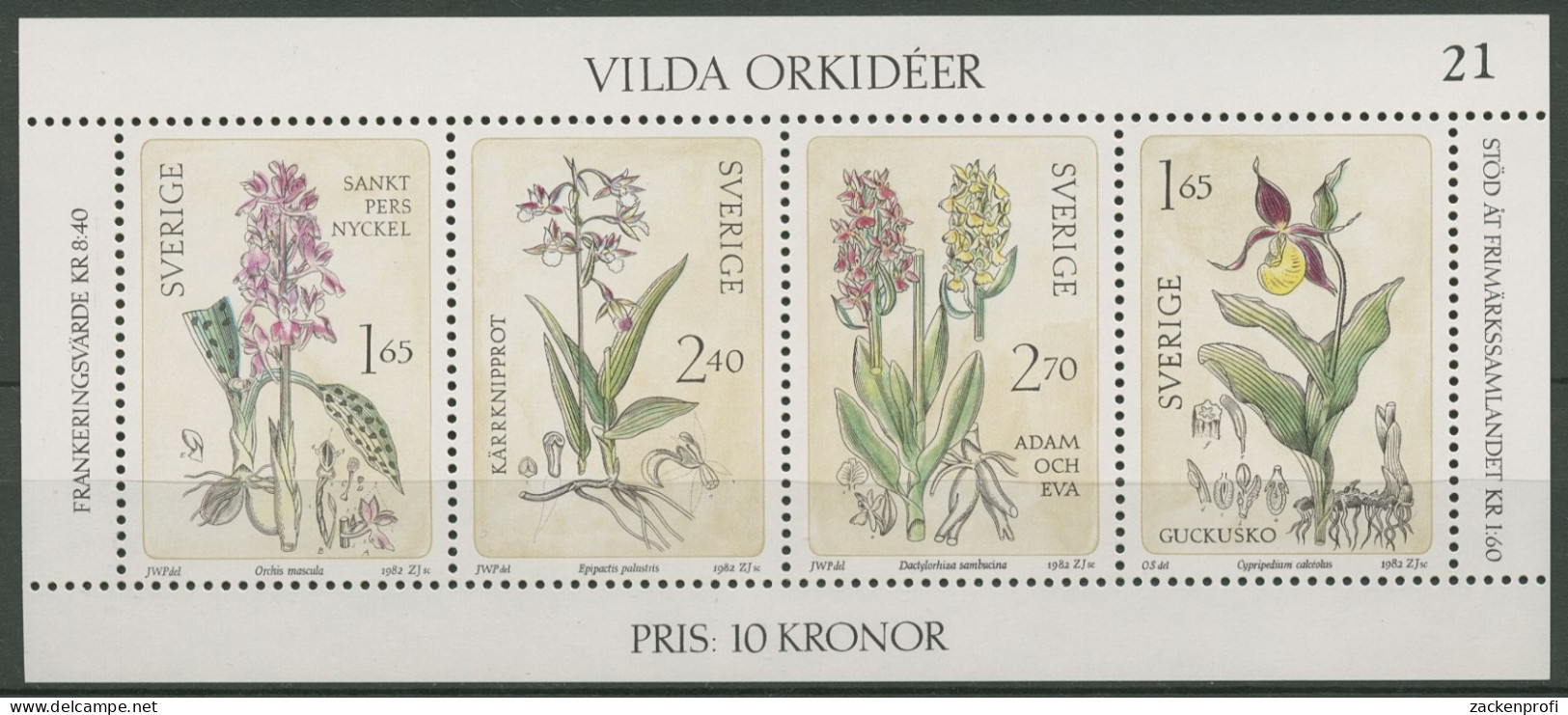 Schweden 1982 Pflanzen Wilde Orchideen Block 10 Postfrisch (C92289) - Blocks & Sheetlets
