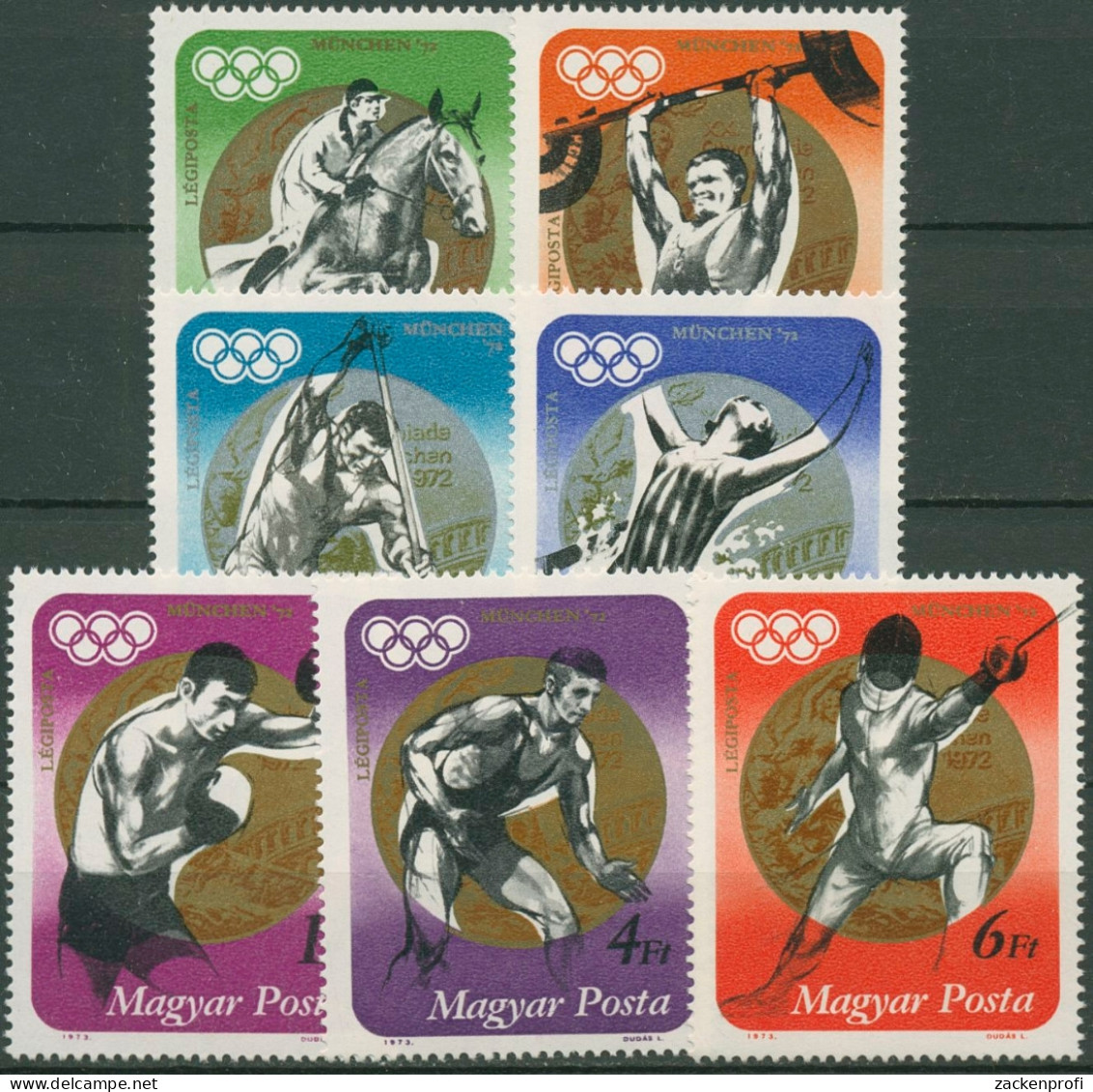Ungarn 1973 Olympische Sommerspiele München Medaillen 2847/53 A Postfrisch - Unused Stamps