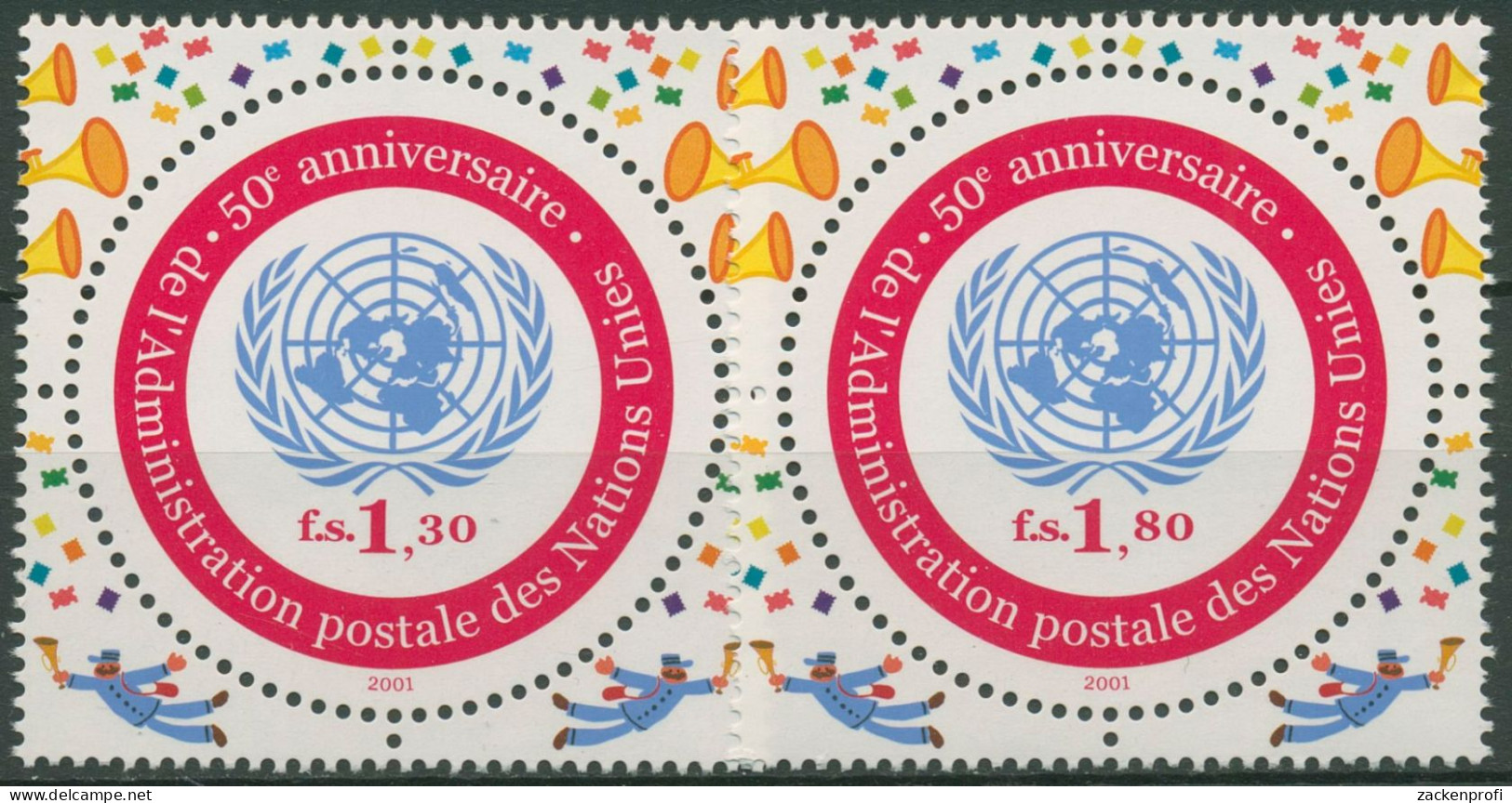 UNO Genf 2001 Postverwaltung UNPA Postbote 426/27 Blockeinzelmarken Postfrisch - Nuevos