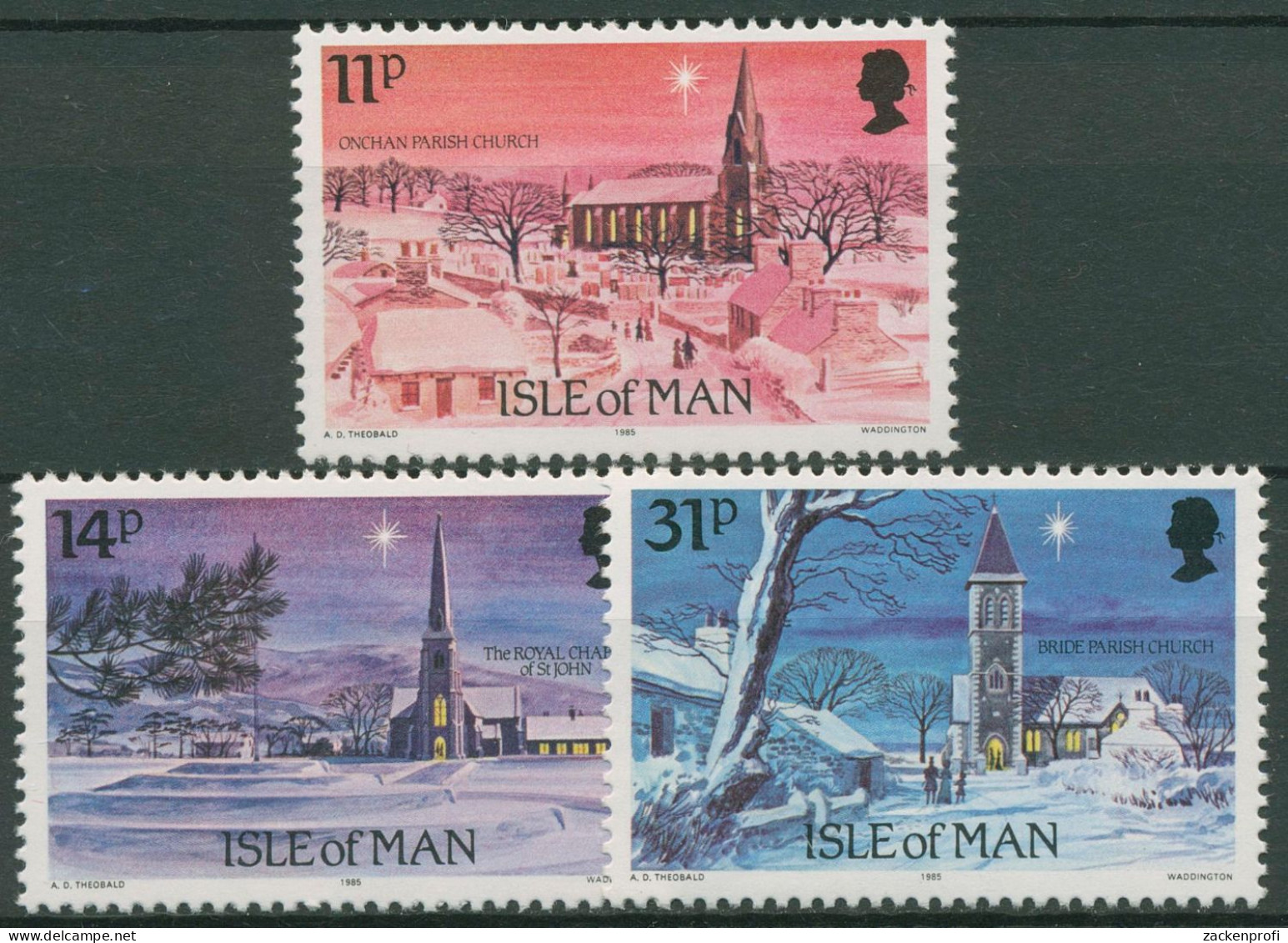 Isle Of Man 1985 Weihnachten Kirchen 295/97 Postfrisch - Isla De Man