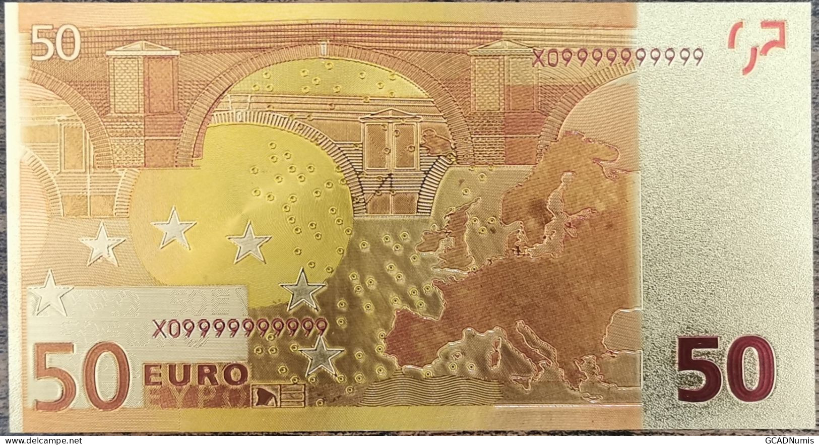 Billet 50 Euro - Réplique Polymère Dorée Feuille D'Or - 50€ - 50 Euro