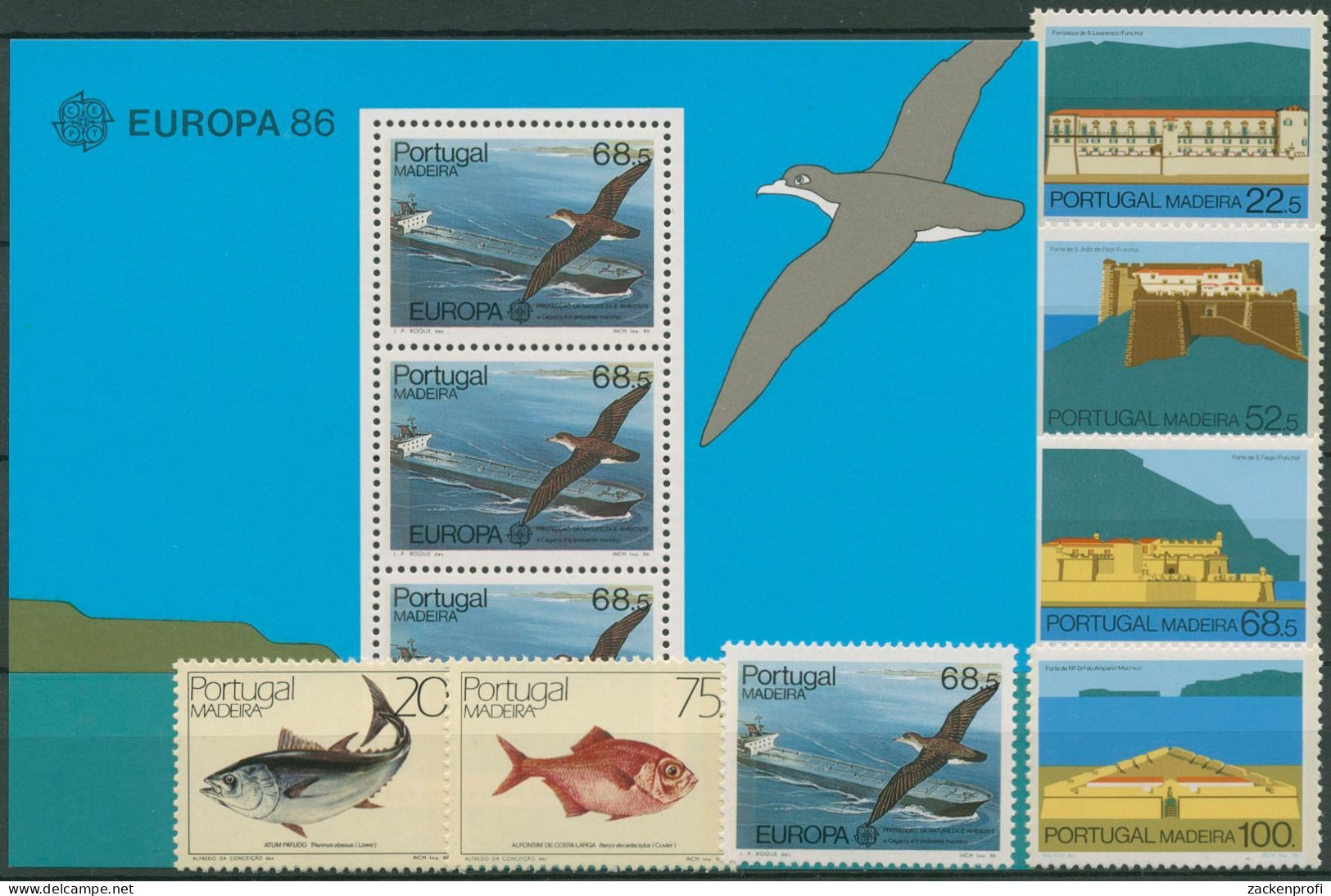 Portugal - Madeira 1986 Kompletter Jahrgang 104/10, Block 7 Postfrisch (SG98399) - Madère