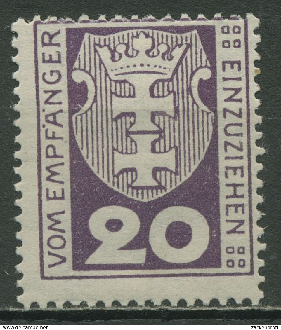 Danzig Portomarken 1921 Kleines Wappen Von Danzig P 2 A Mit Falz Geprüft - Impuestos