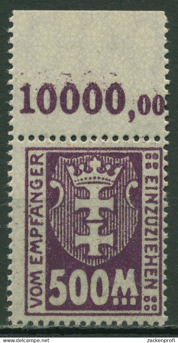 Danzig Portomarken 1923 Kleines Wappen WZ X Mit Oberrand, P 25 X OR Postfrisch - Strafport