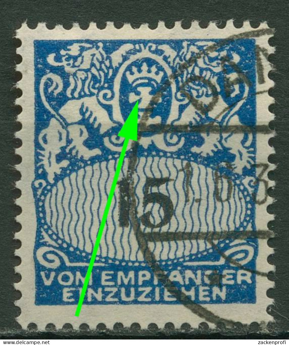 Danzig Portomarken 1927 Gr. Staatswappen Mit Plattenfehler P 38 VII Gestempelt - Taxe