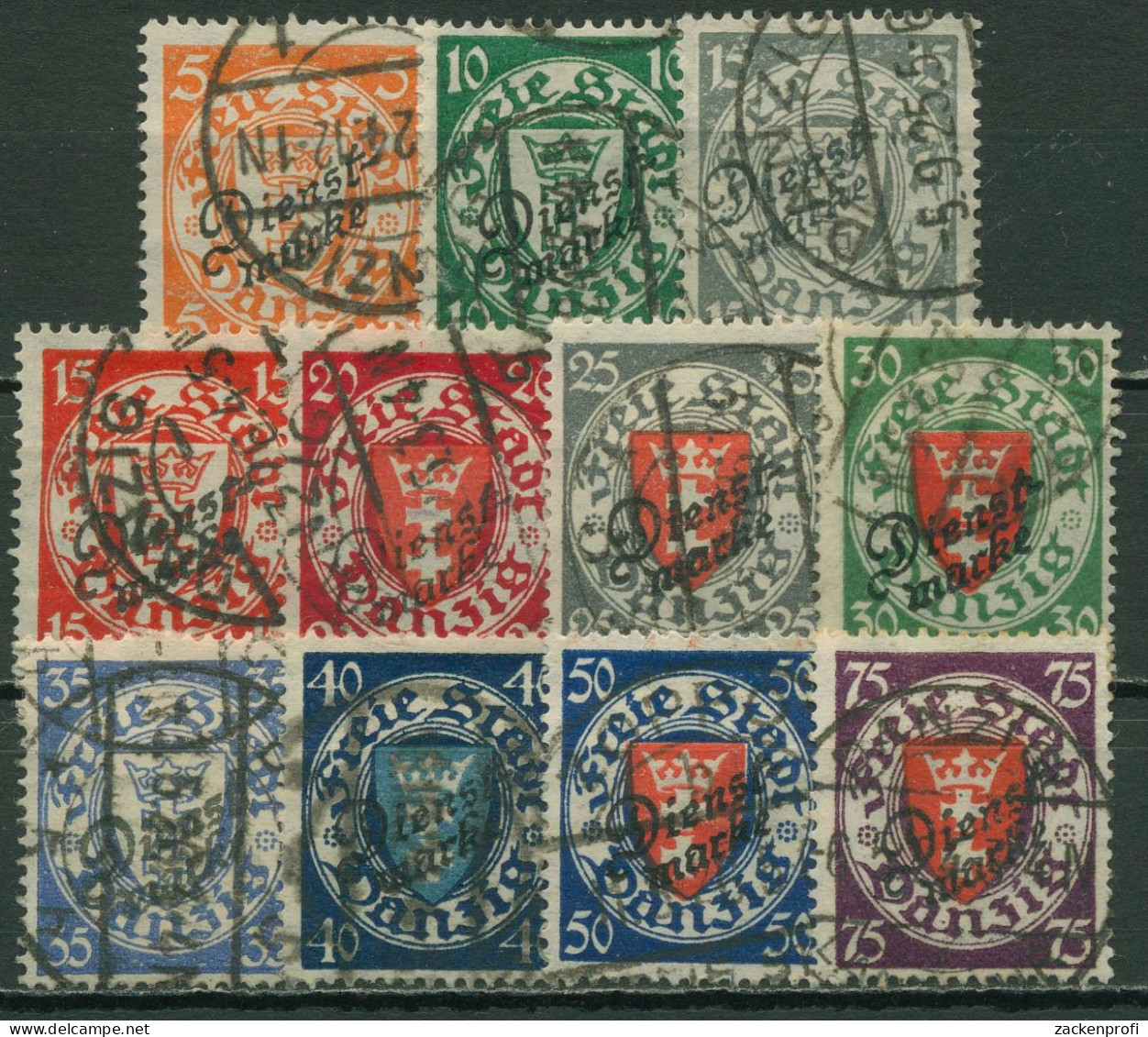 Danzig Dienstmarken 1924 Staatswappen Mit Aufdruck D 41/51 Gestempelt - Officials