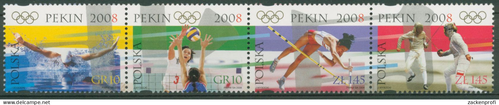 Polen 2008 Olympische Sommerspiele Peking 4368/71 ZD Postfrisch (C62926) - Unused Stamps