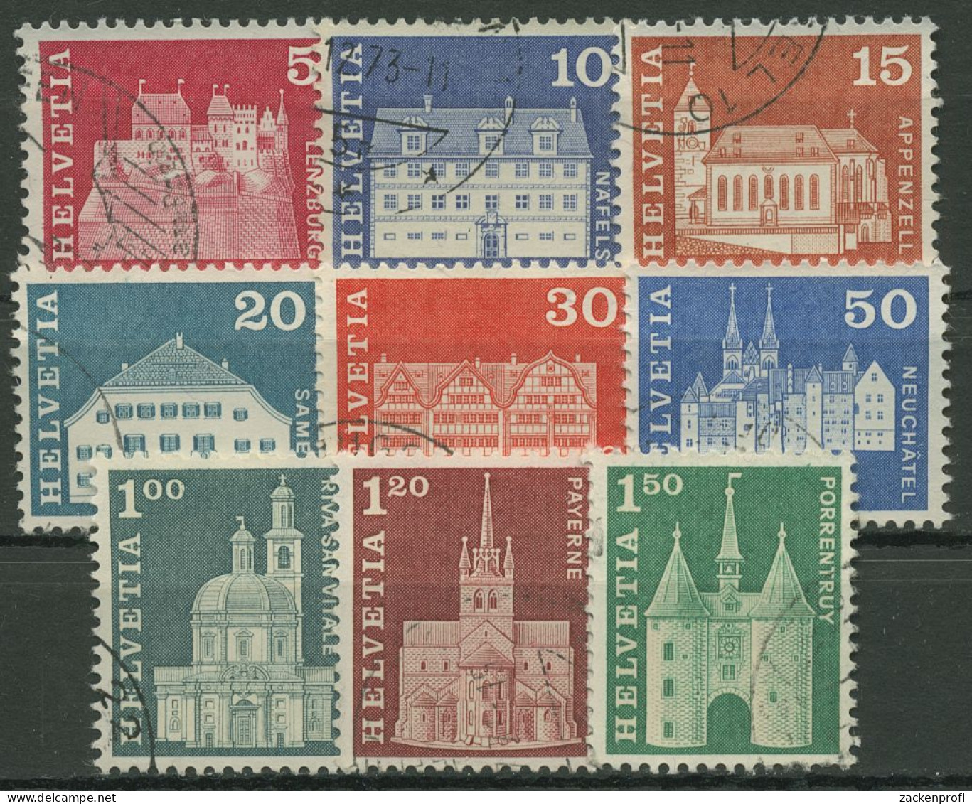 Schweiz 1968 Baudenkmäler Kirche Schloss 878/86 Gestempelt - Oblitérés