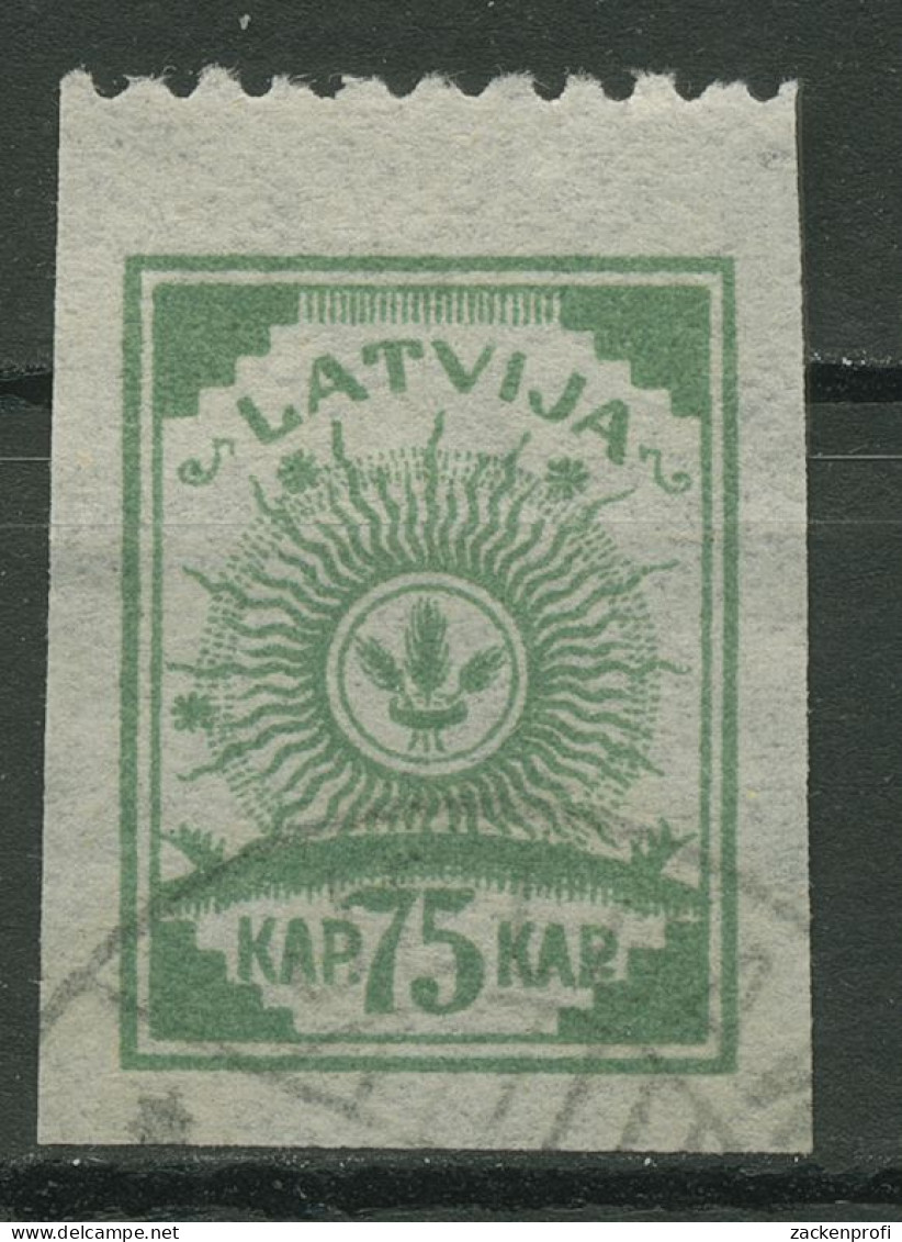 Lettland 1919 Freimarke Symbolik Ähren Im Sonnenkreis 14 B Gestempelt - Lettonie