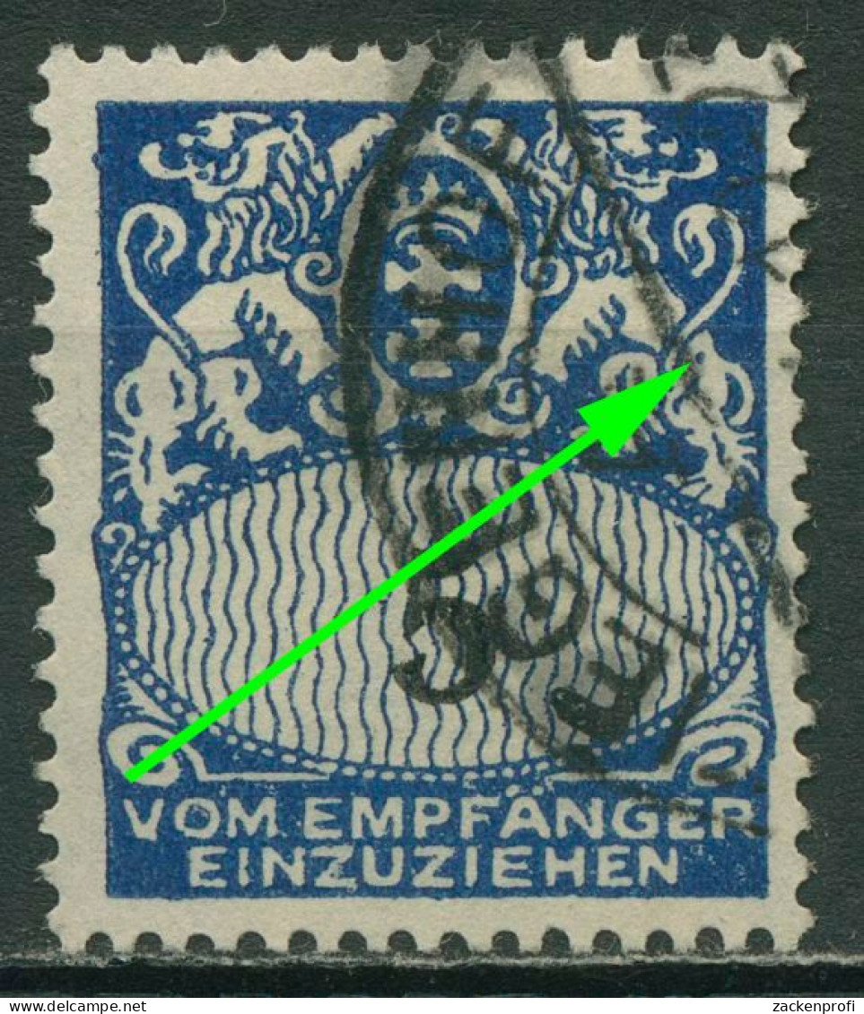 Danzig Portomarken 1927 Gr. Staatswappen Mit Plattenfehler P 30 XII Gestempelt - Strafport