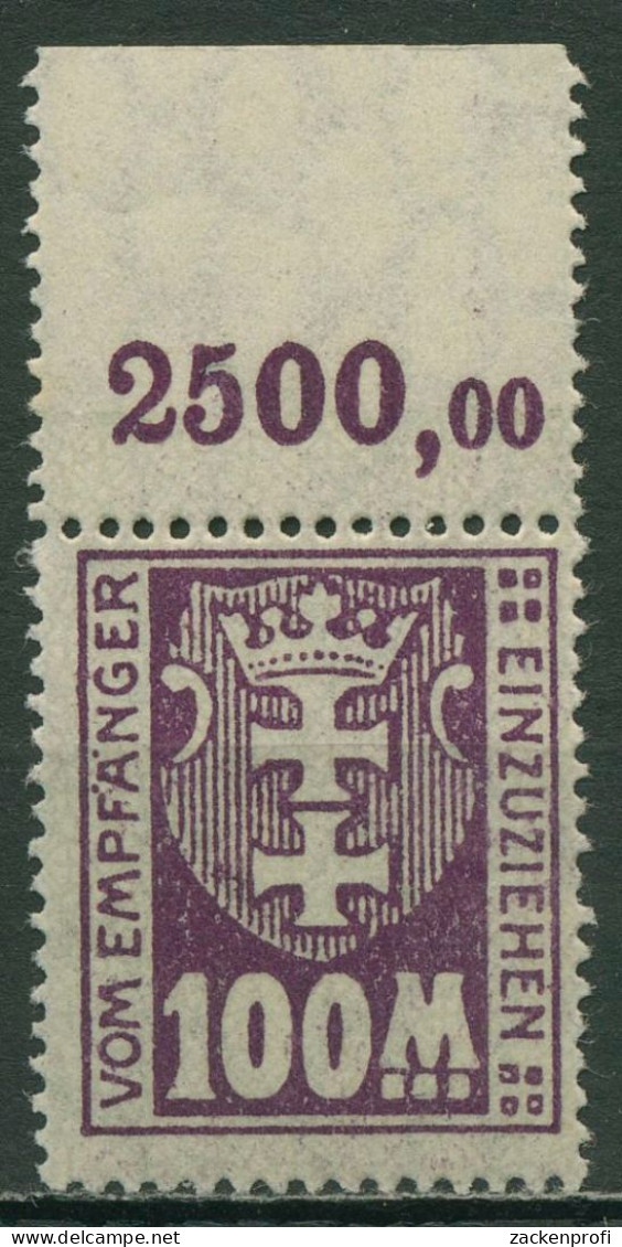 Danzig Portomarken 1923 Kleines Wappen WZ X Mit Oberrand, P 24 X OR Postfrisch - Postage Due