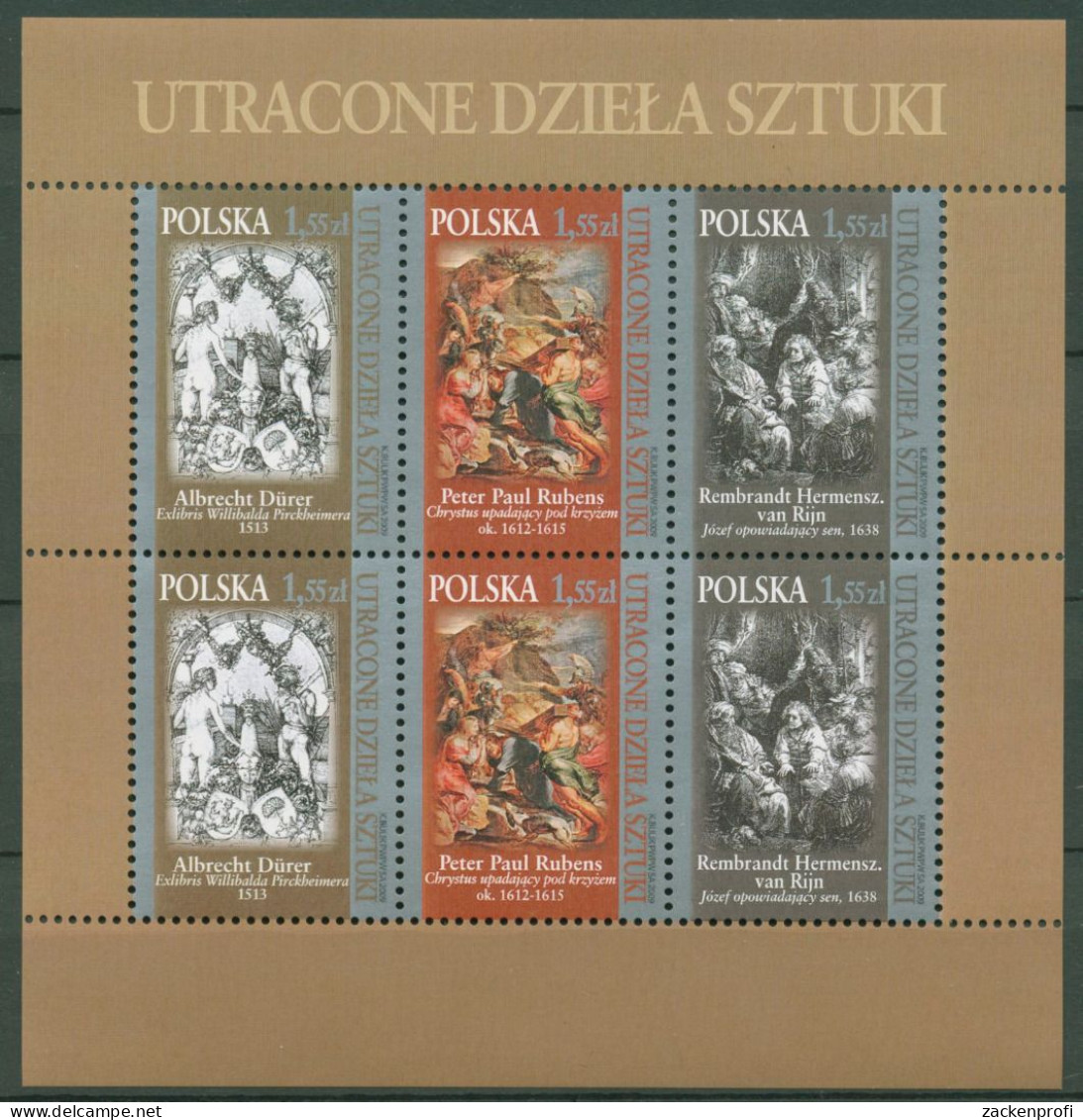 Polen 2009 Kunstwerke Gemälde Dürer Rubens 4460/62 K Postfrisch (C62922) - Blokken & Velletjes